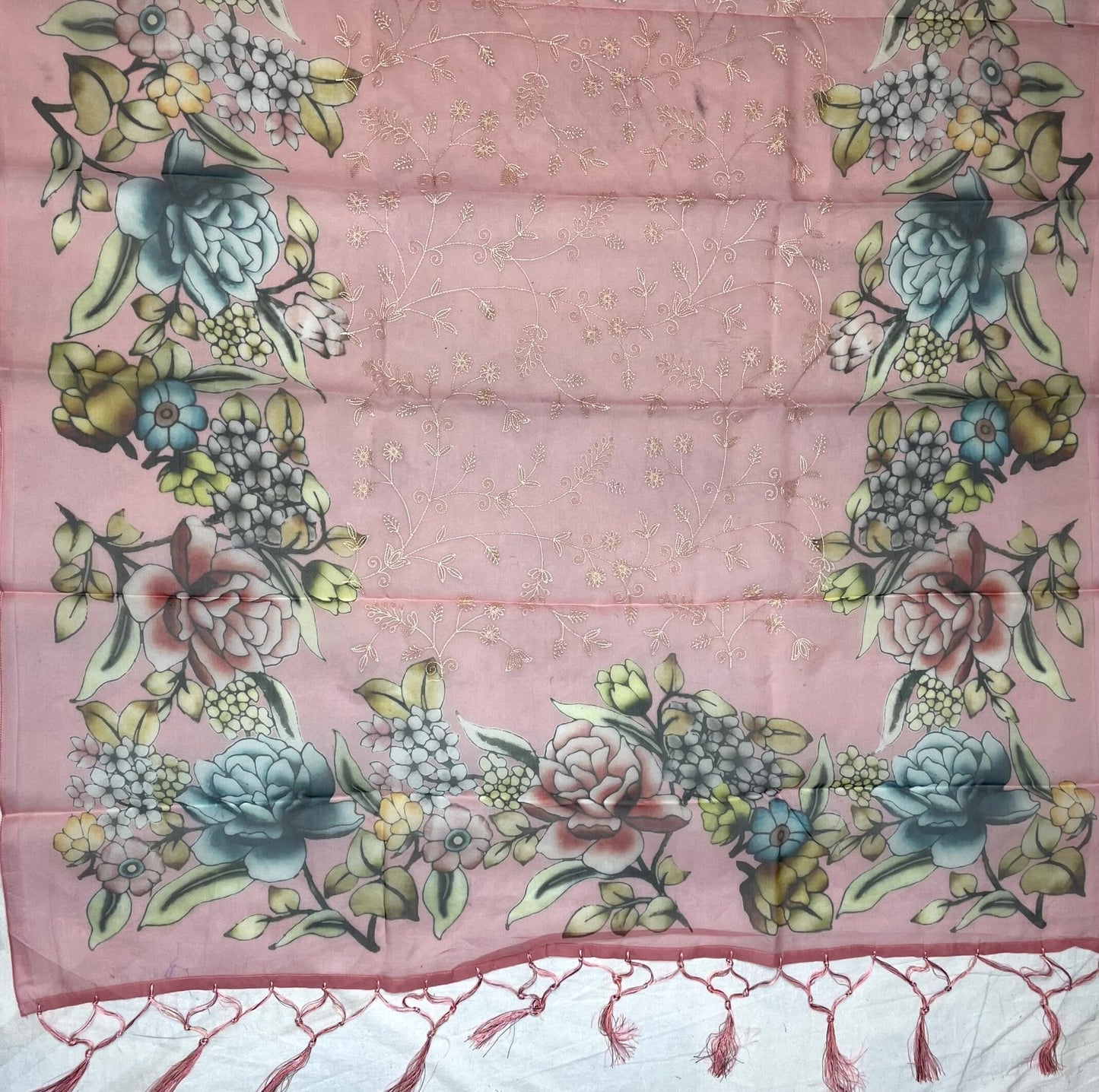 Light Pink Organza Printed Saree with Floral and Embroidery Design pr0011ap