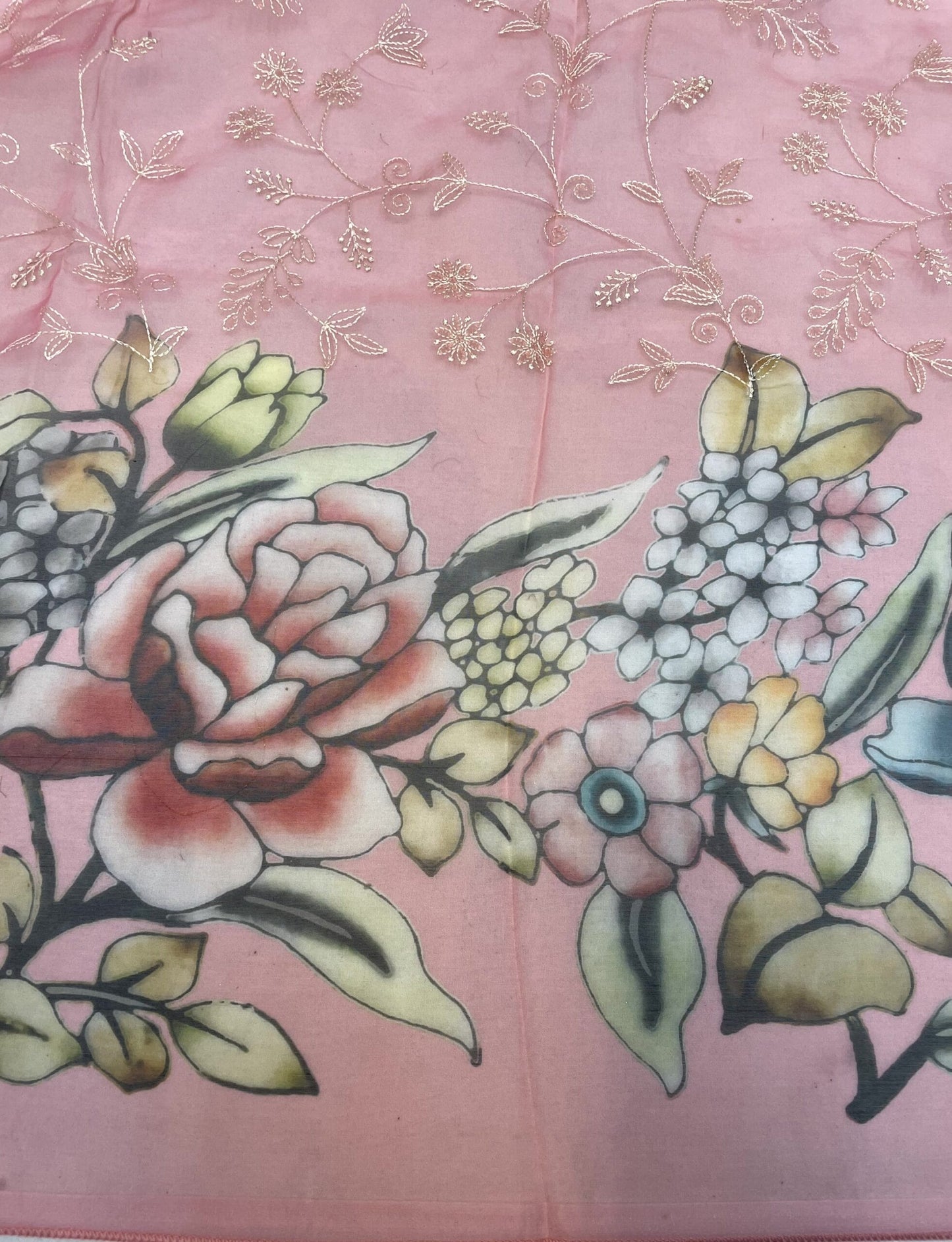 Light Pink Organza Printed Saree with Floral and Embroidery Design pr0011ap