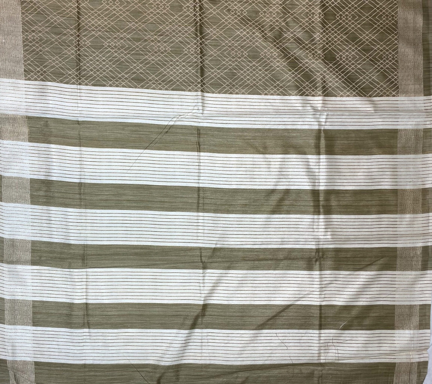 Light Olive Khadi Print with Zari Border Saree Design pr0027ai