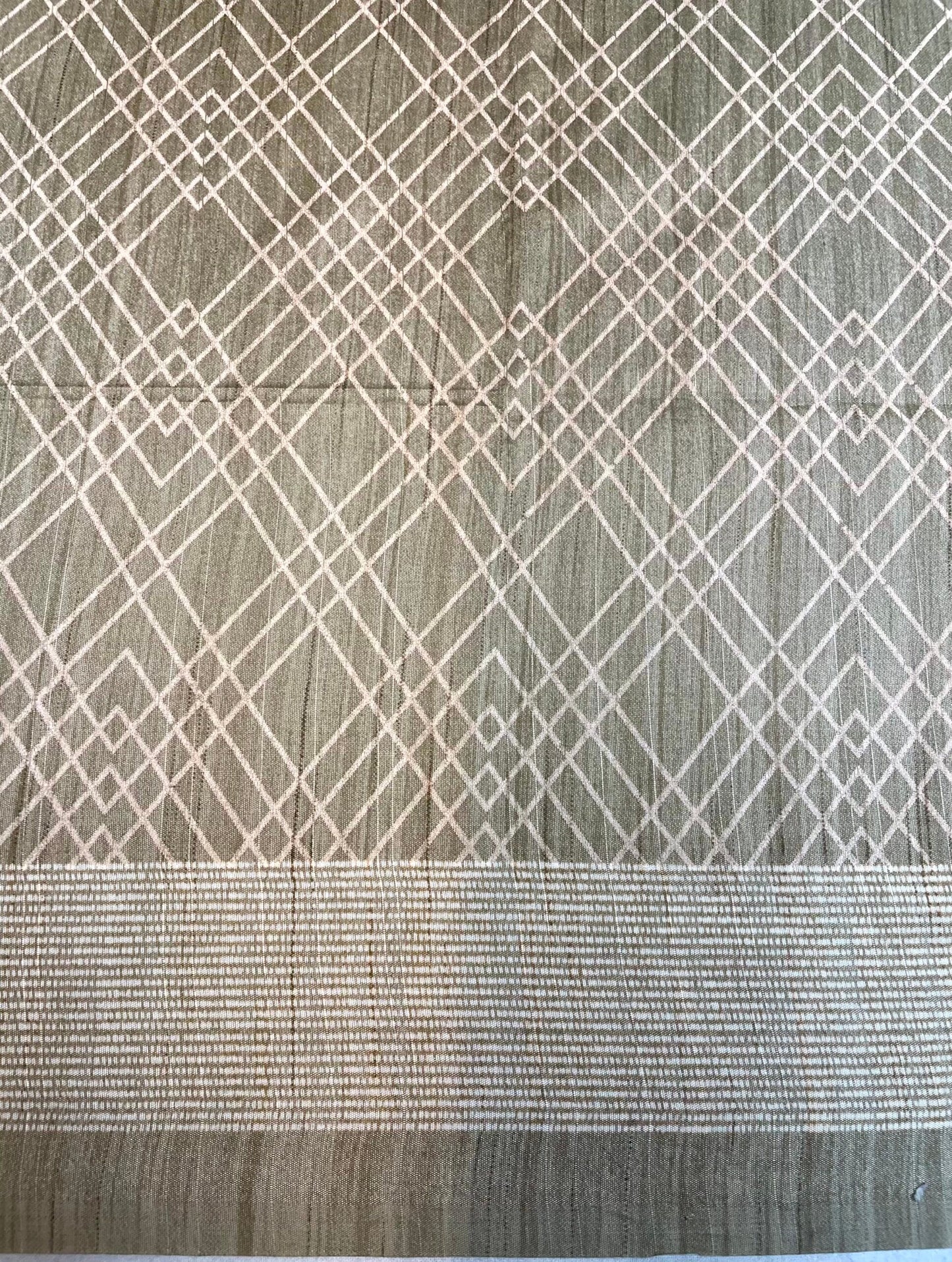 Light Olive Khadi Print with Zari Border Saree Design pr0027ai