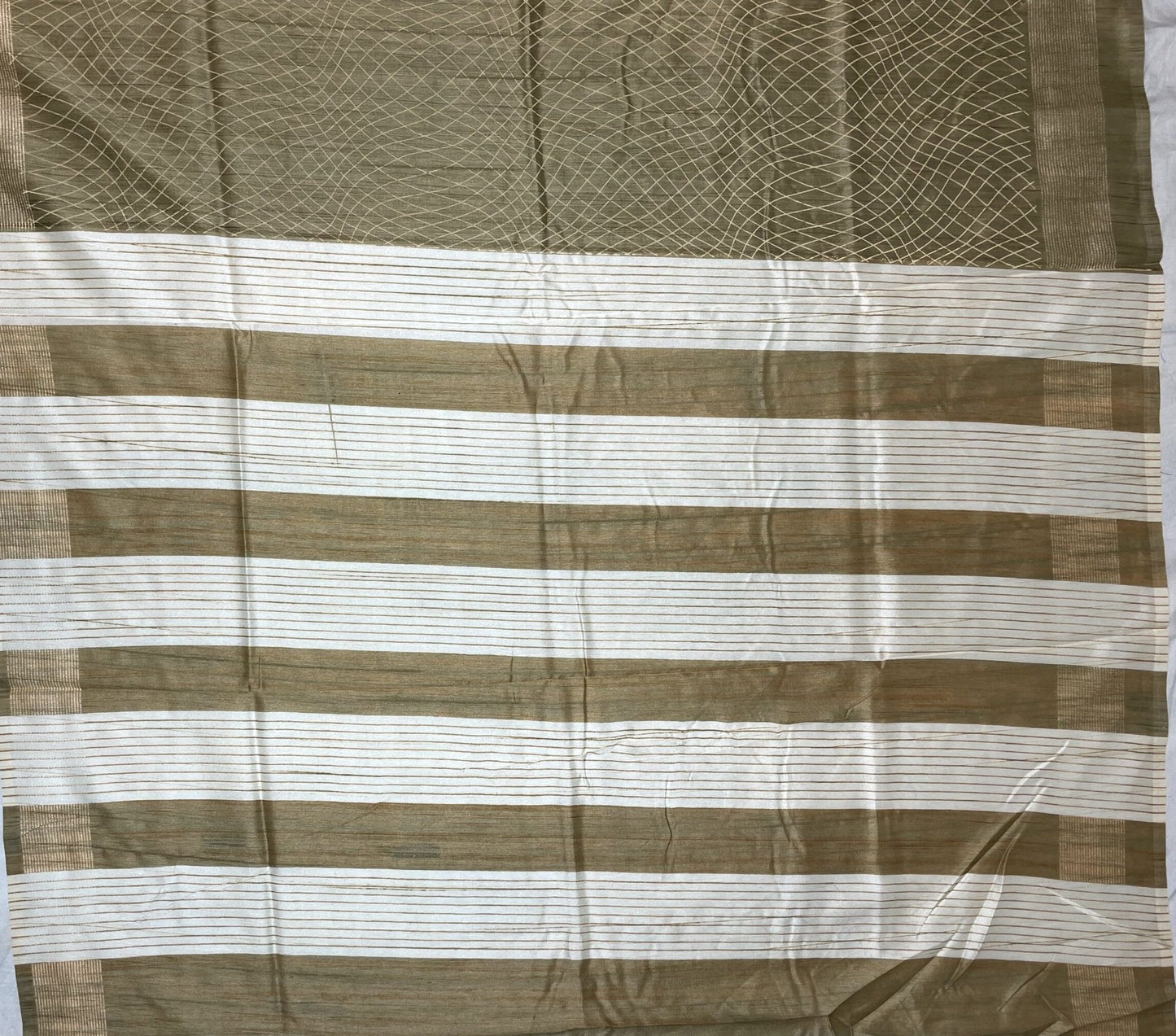 Light Olive Khadi Print with Zari Border Saree Design pr0028ai