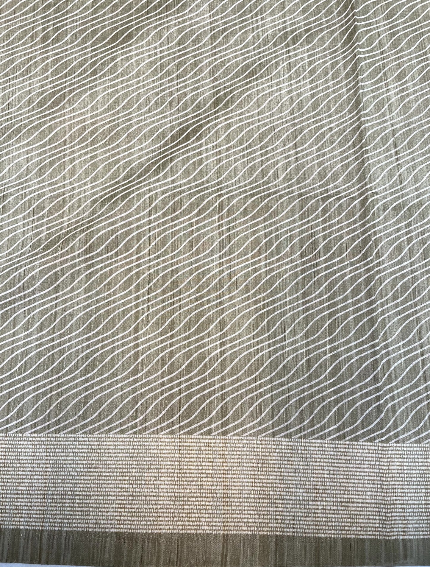 Light Olive Khadi Print with Zari Border Saree Design pr0032ai