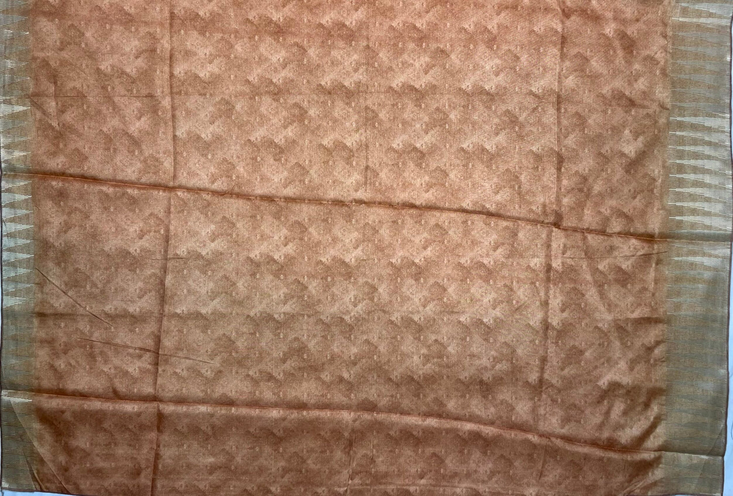 Brown and Cream Digital Printed Viscose Silk Saree with Village Theme Design pr0058ap