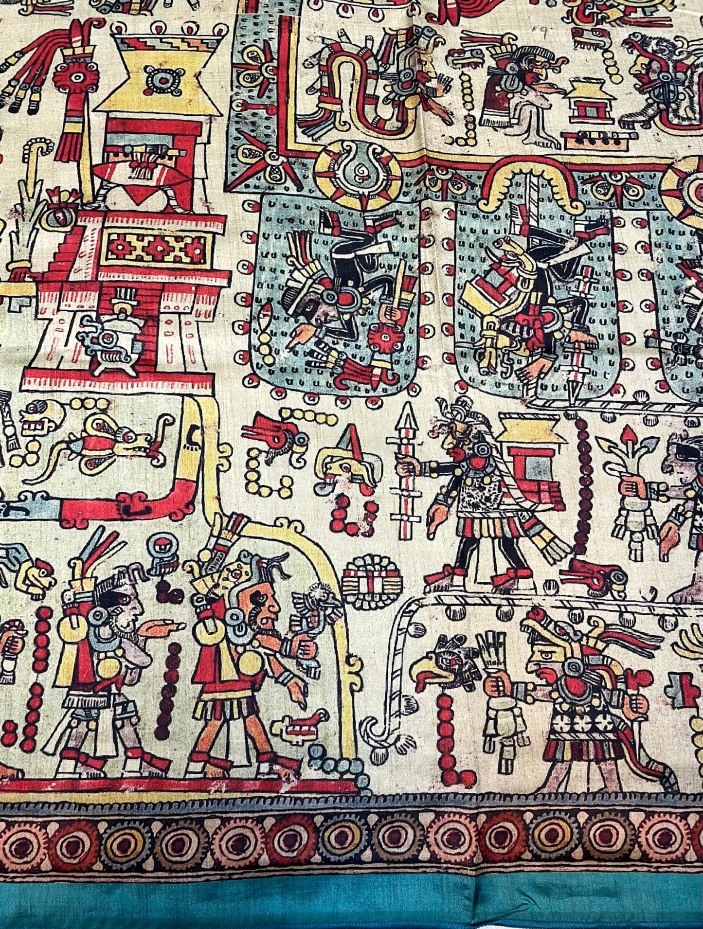 Sea Green Madhubani Digital Printed Saree with Figures Design pr0062ap
