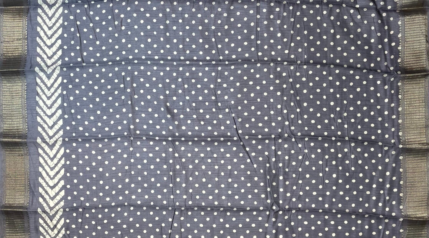 Blue Khadi Print with Zari Border and Body Pallow Design pr0086ds