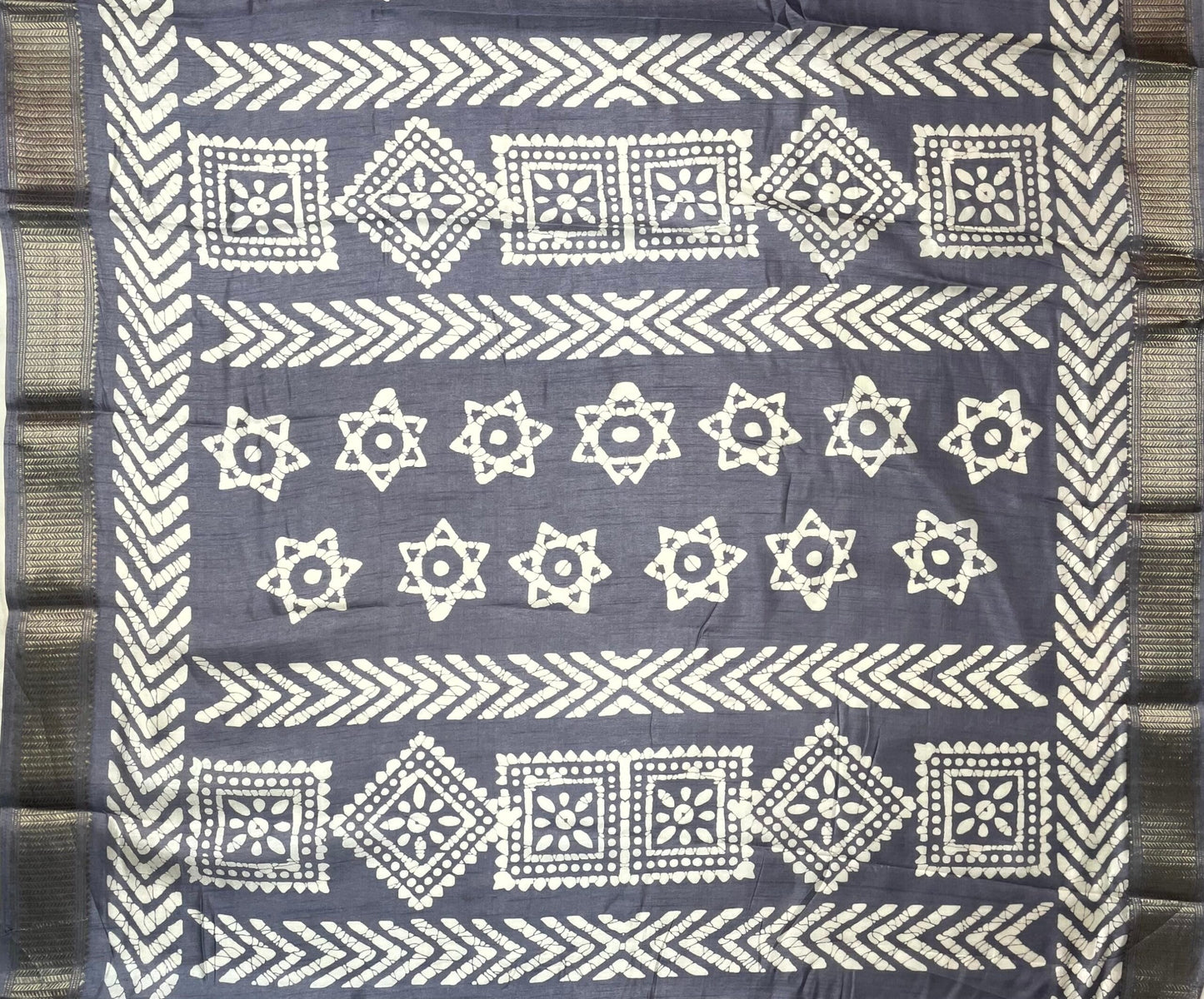 Blue Khadi Print with Zari Border and Body Pallow Design pr0086ds