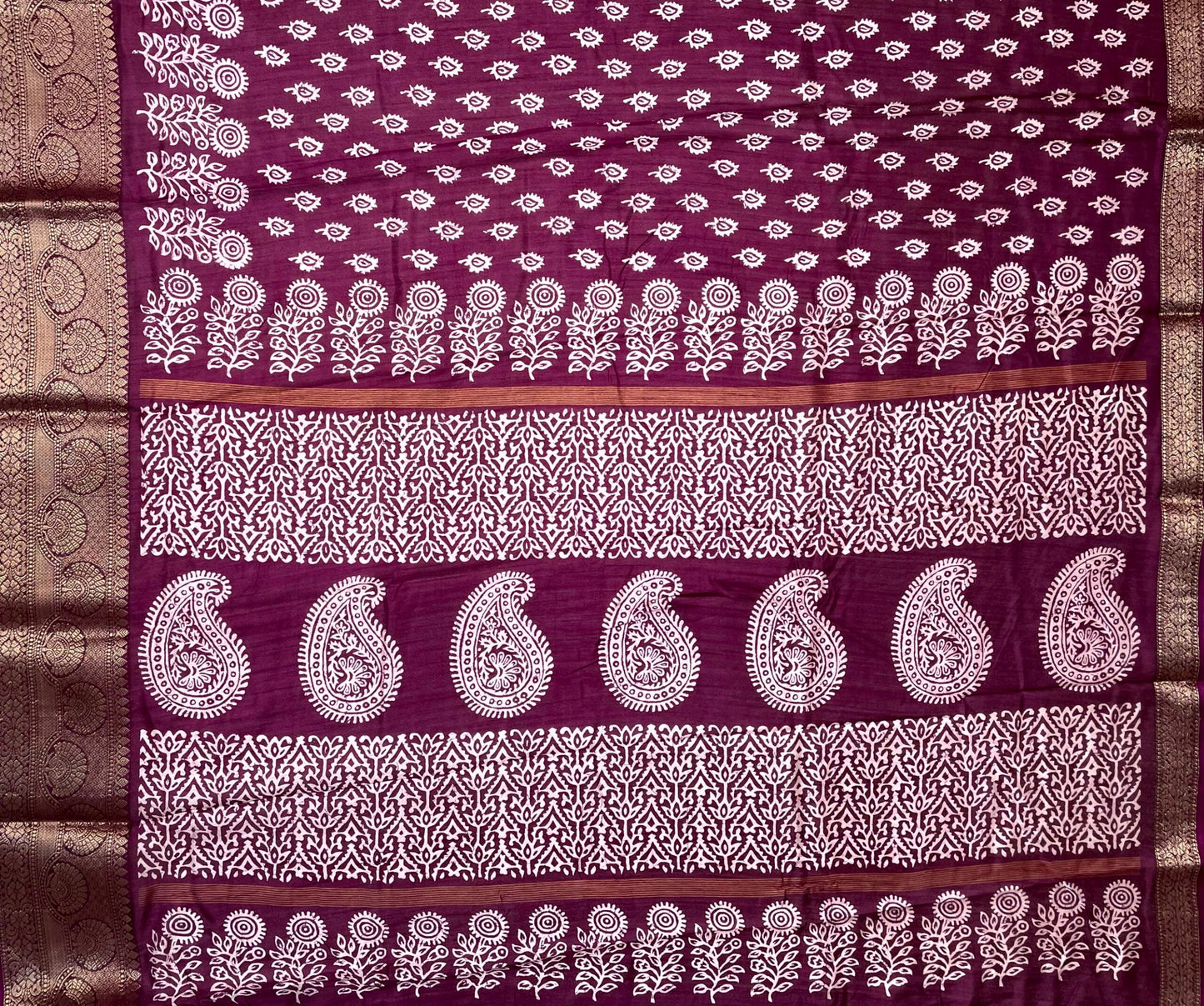 Magenta Viscose Silk Khadi Print Zari Border with Body and Pallow Design pr0091ds