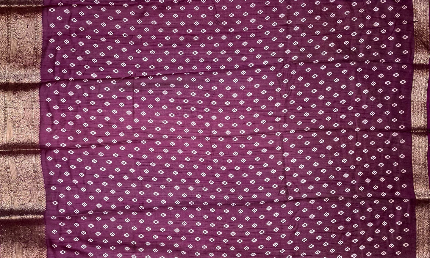 Magenta Viscose Silk Khadi Print Zari Border with Body and Pallow Design pr0091ds