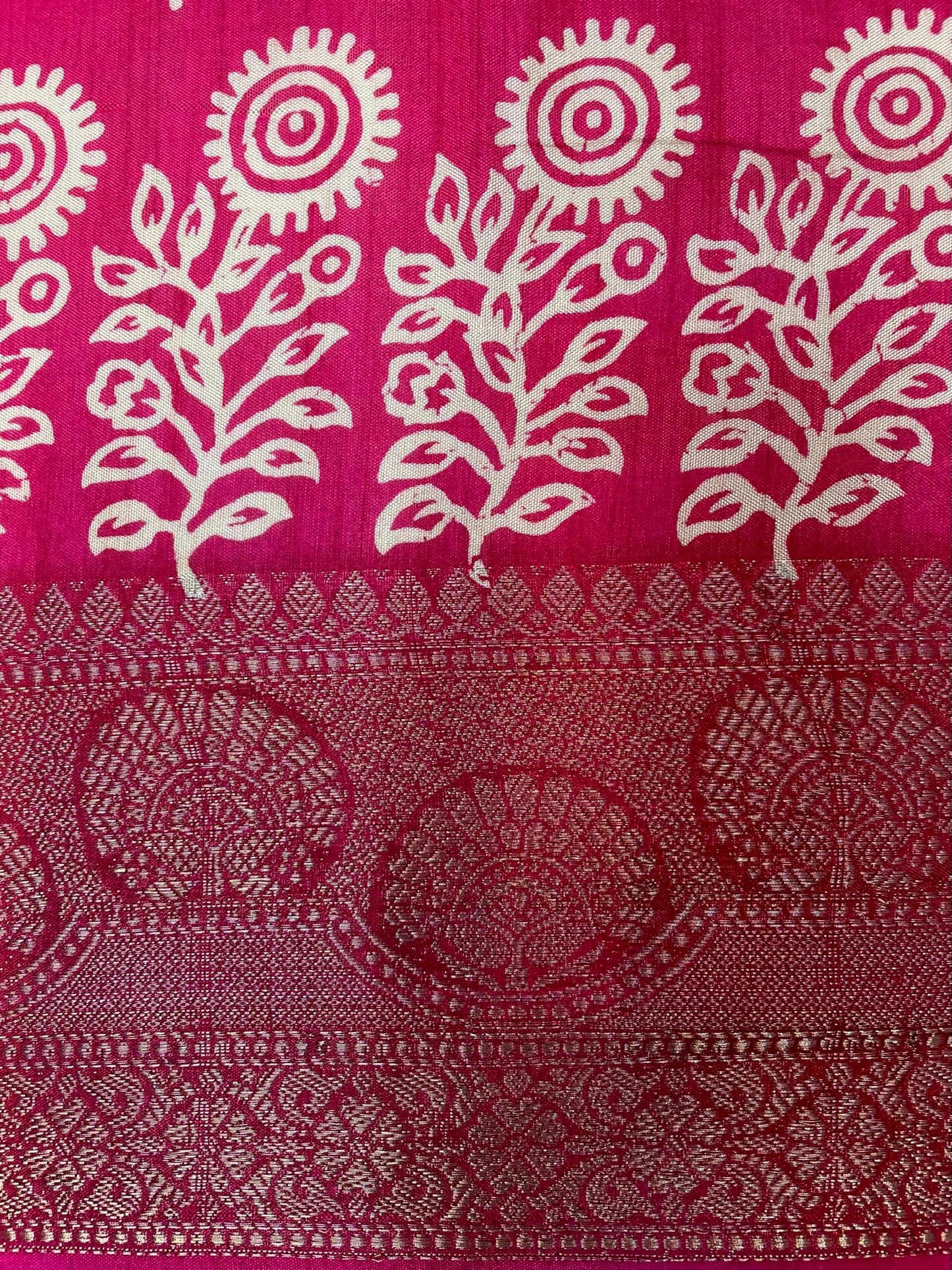 Pink Viscose Silk Khadi Print Zari Border with Body and Pallow Design pr0094ds