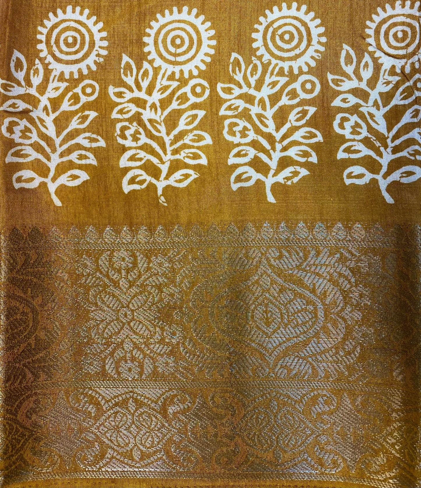 Yellow Viscose Silk Khadi Print Zari Border with Body and Pallow Design pr0095ds