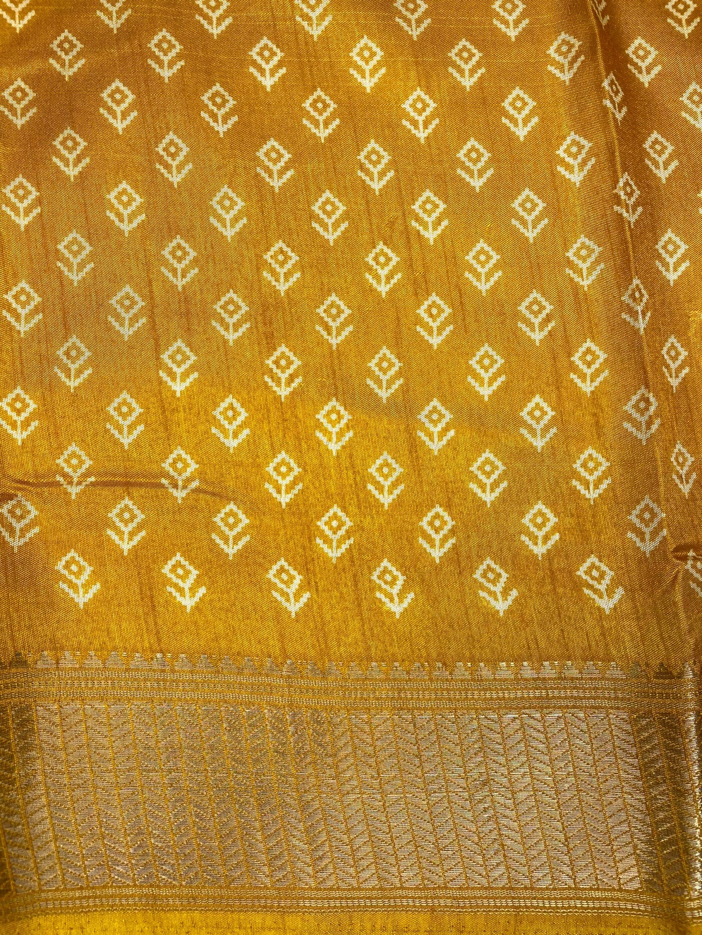 Mustard Yellow Viscose Silk Khadi Print Zari Border with Body and Pallow Design pr0098ds