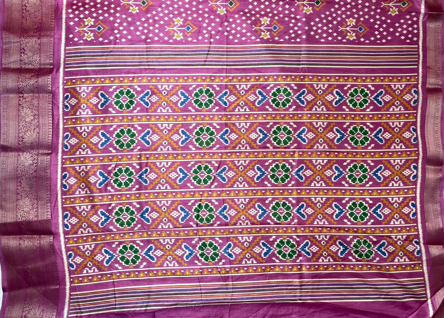 Onion Pink Viscose Silk Digital Print Zari Border with Body and Pallow Ikat Design pr0101ds