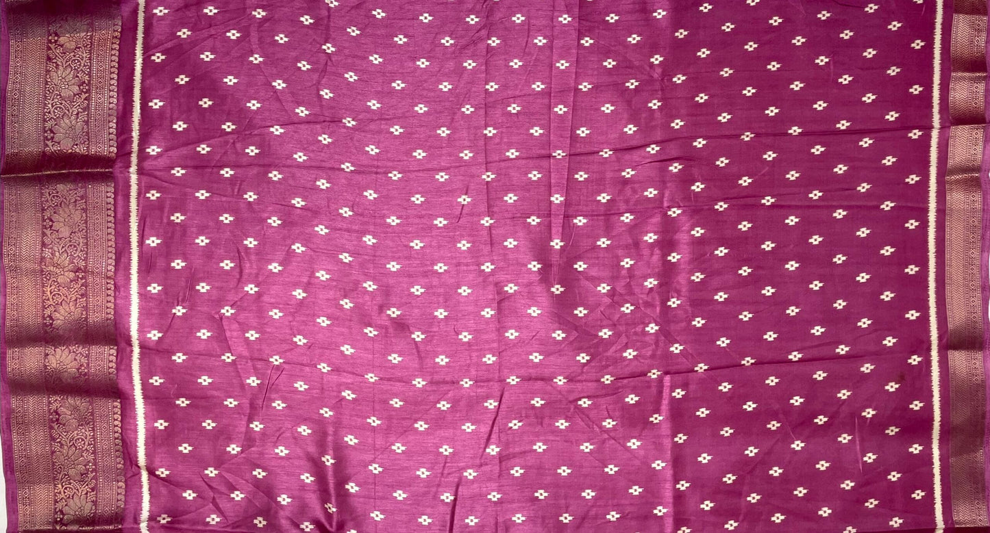 Onion Pink Viscose Silk Digital Print Zari Border with Body and Pallow Ikat Design pr0101ds