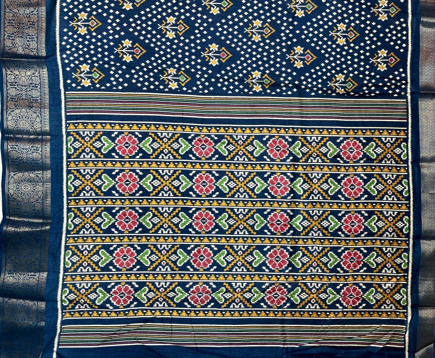 Blue Viscose Silk Digital Print Zari Border with Body and Pallu Ikat Design pr0104ds
