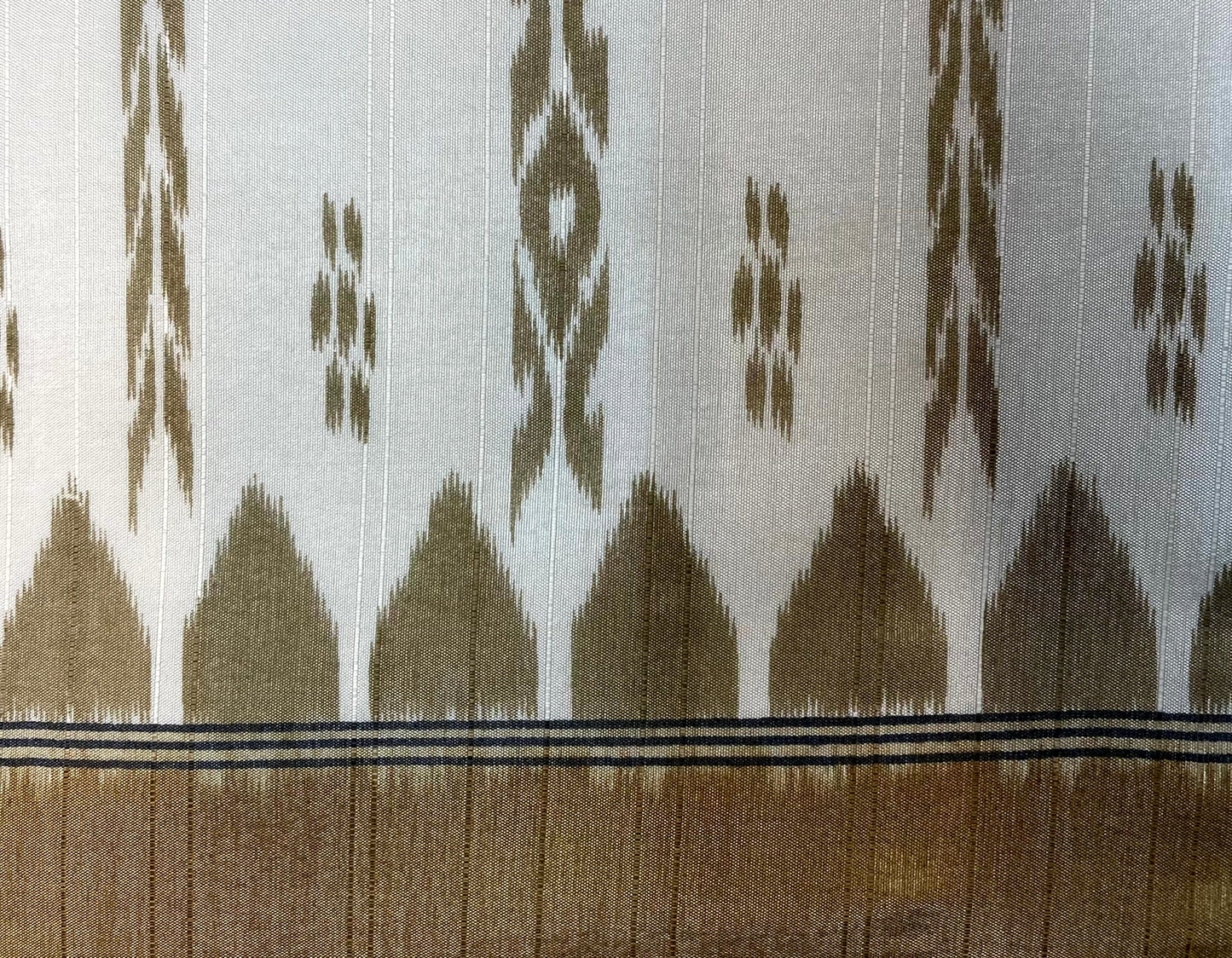 Beige Blue Tussar Silk Digital Print with Body and Pallu Ikat Design pr0110ds