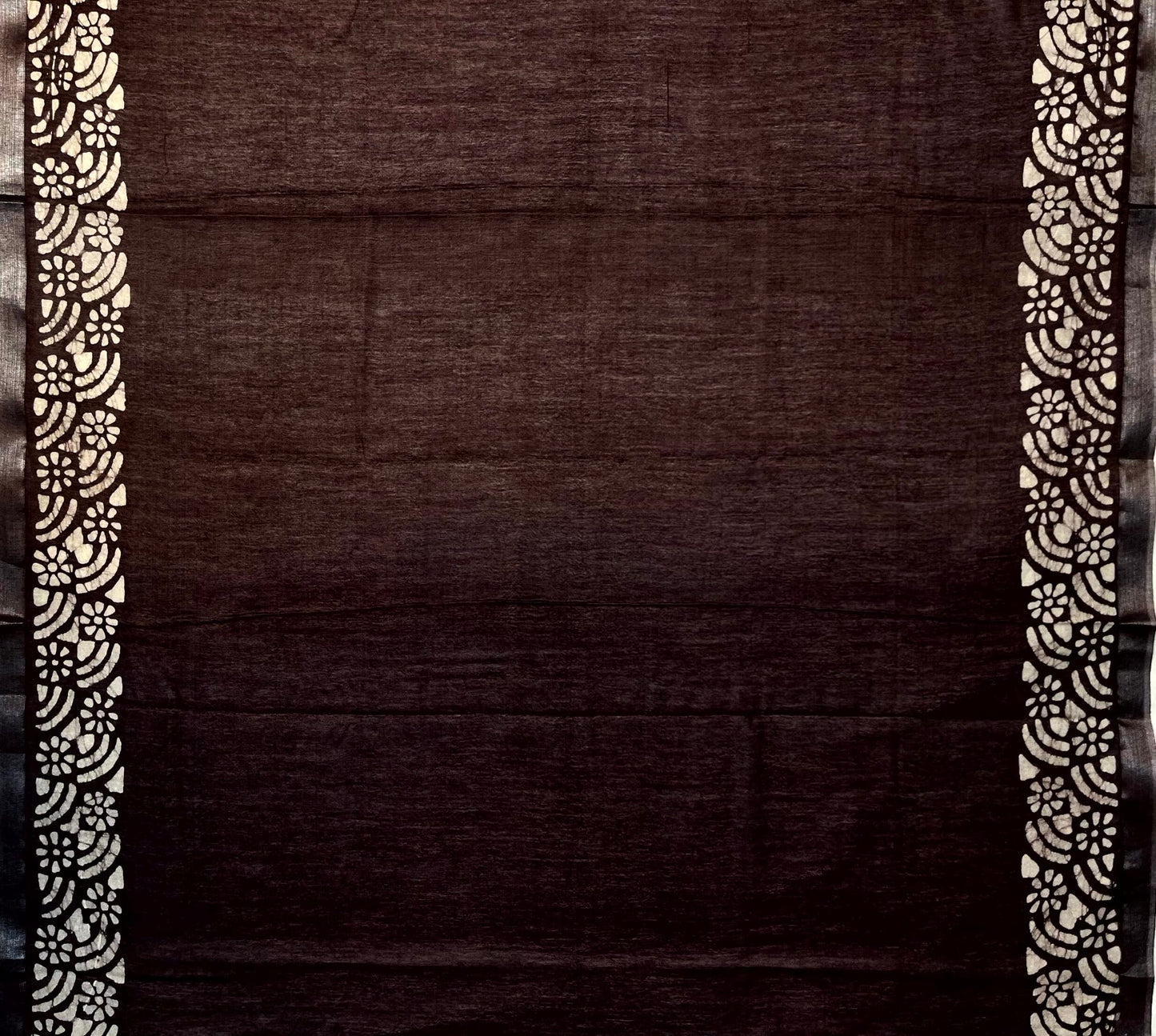 Brown Batik Printed Zari Border with Body and Pallu Design pr0118ds
