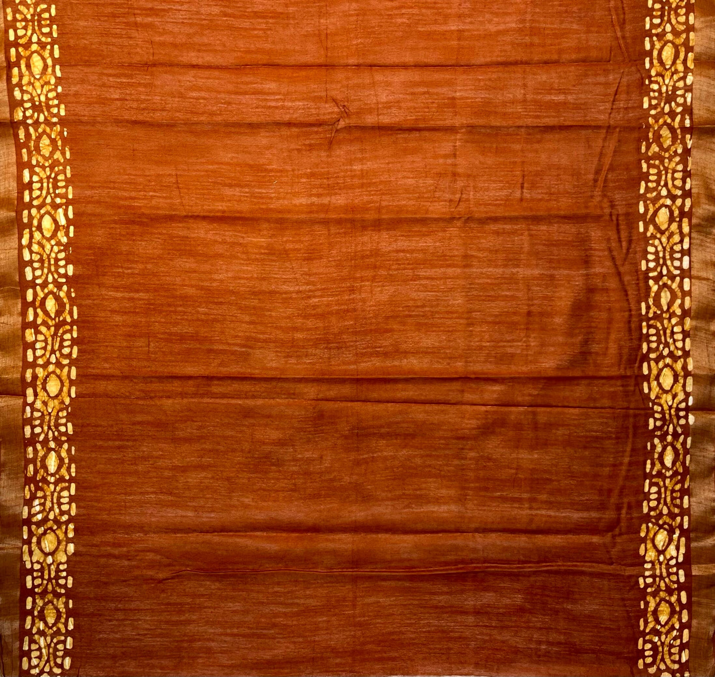 Orange Batik Printed Zari Border with Body and Pallu Design pr0119ds