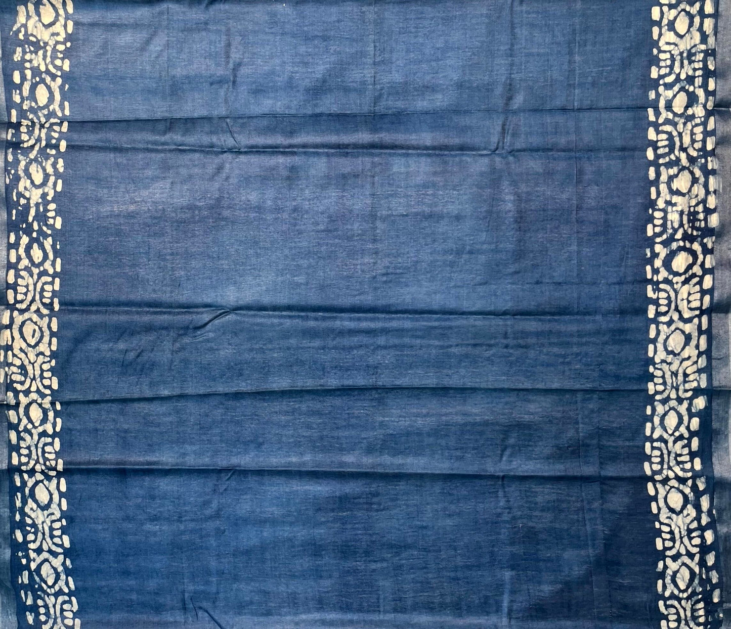 Blue Batik Printed Zari Border with Body and Pallu Design pr0126ds