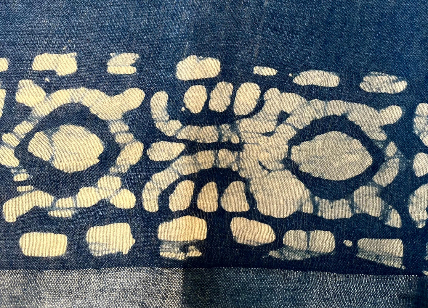 Blue Batik Printed Zari Border with Body and Pallu Design pr0126ds