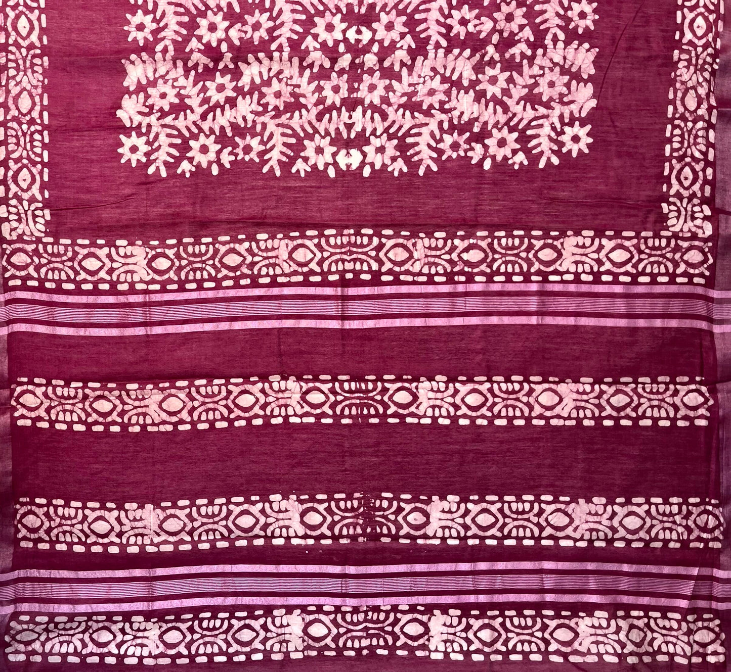 Rani pink Batik Printed Zari Border with Body and Pallu Design pr0127ds