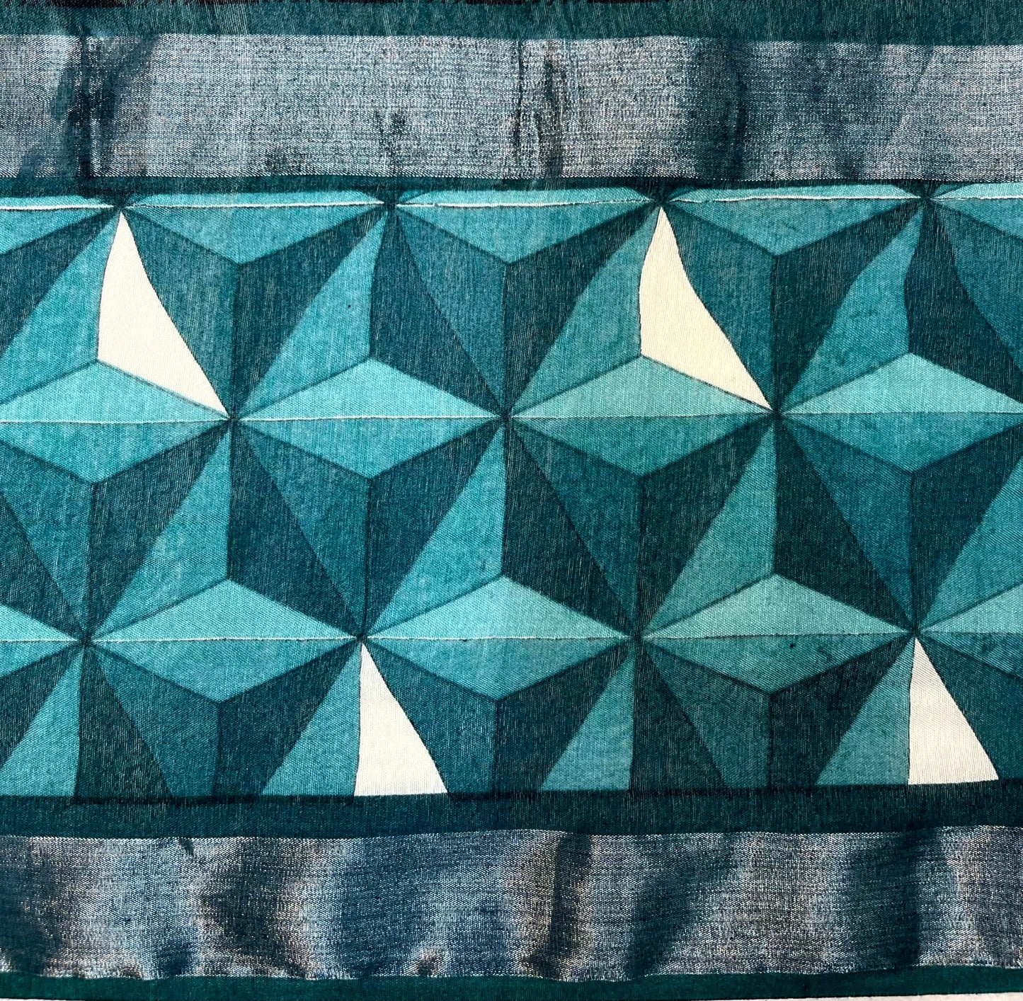 Black Viscose Silk Digital Print Zari Border with Body and Pallu Geometrical Design pr0130ds