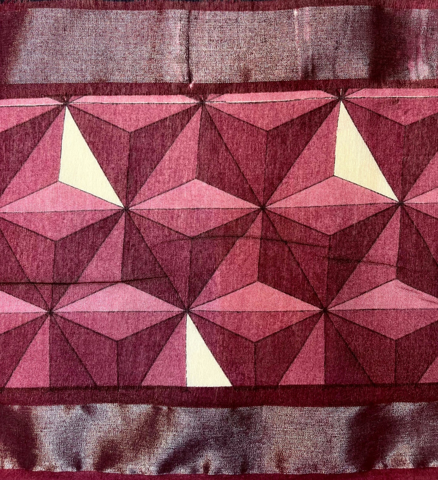 Blue Viscose Silk Digital Print Zari Border with Body and Pallu Geometrical Design pr0131ds