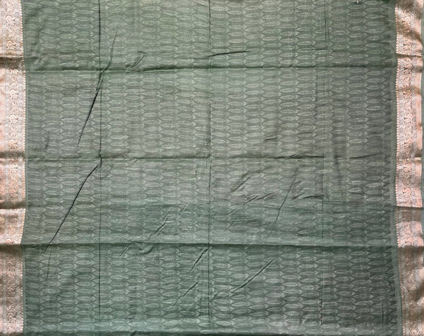 Mustard Yellow Viscose Silk Digital Print Zari Border with Body and Pallu Zig-Zag Design pr0135ds