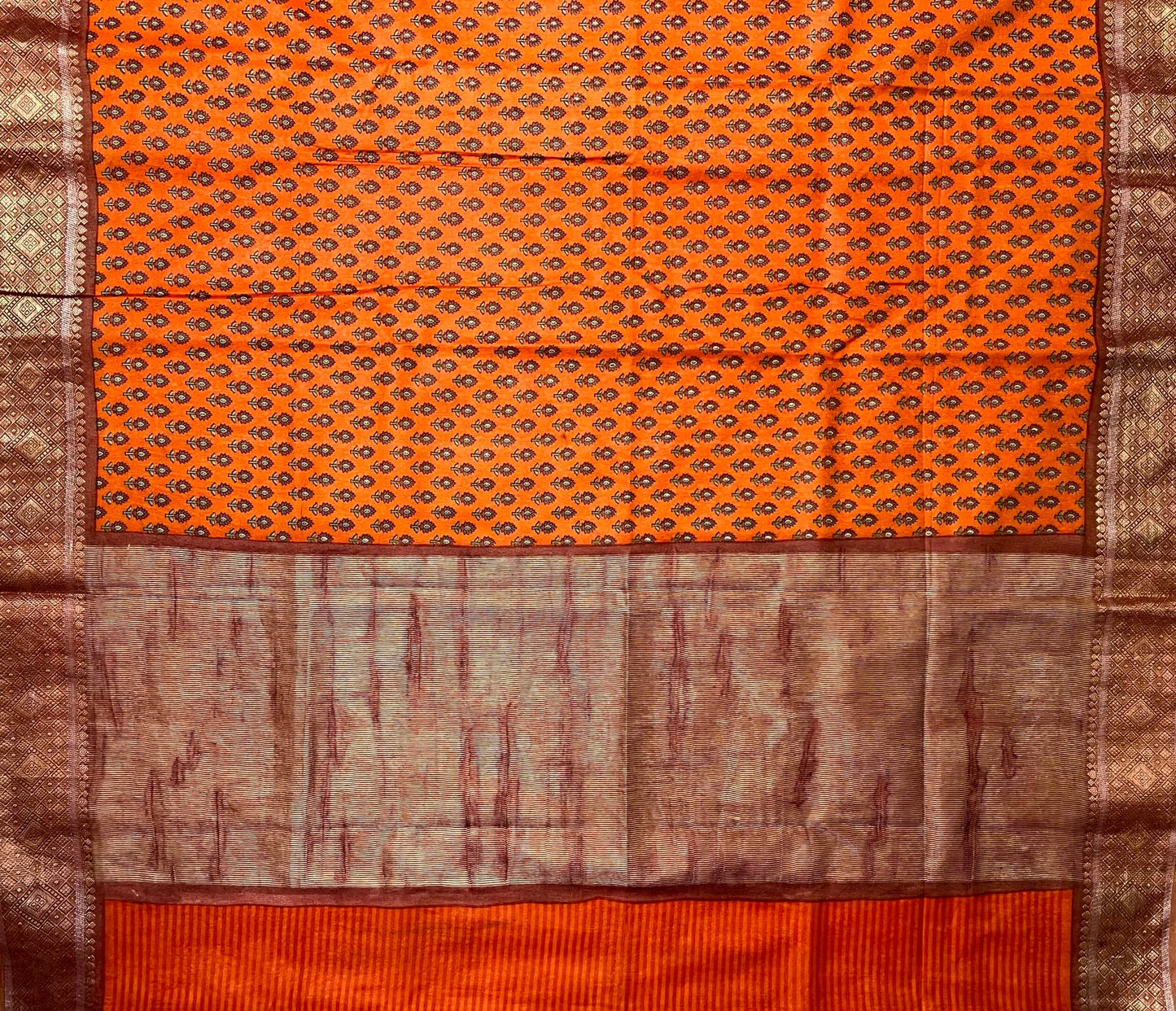 Mustard Viscose Silk Digital Print Zari Border with Body and Pallu Floral Design pr0140ds