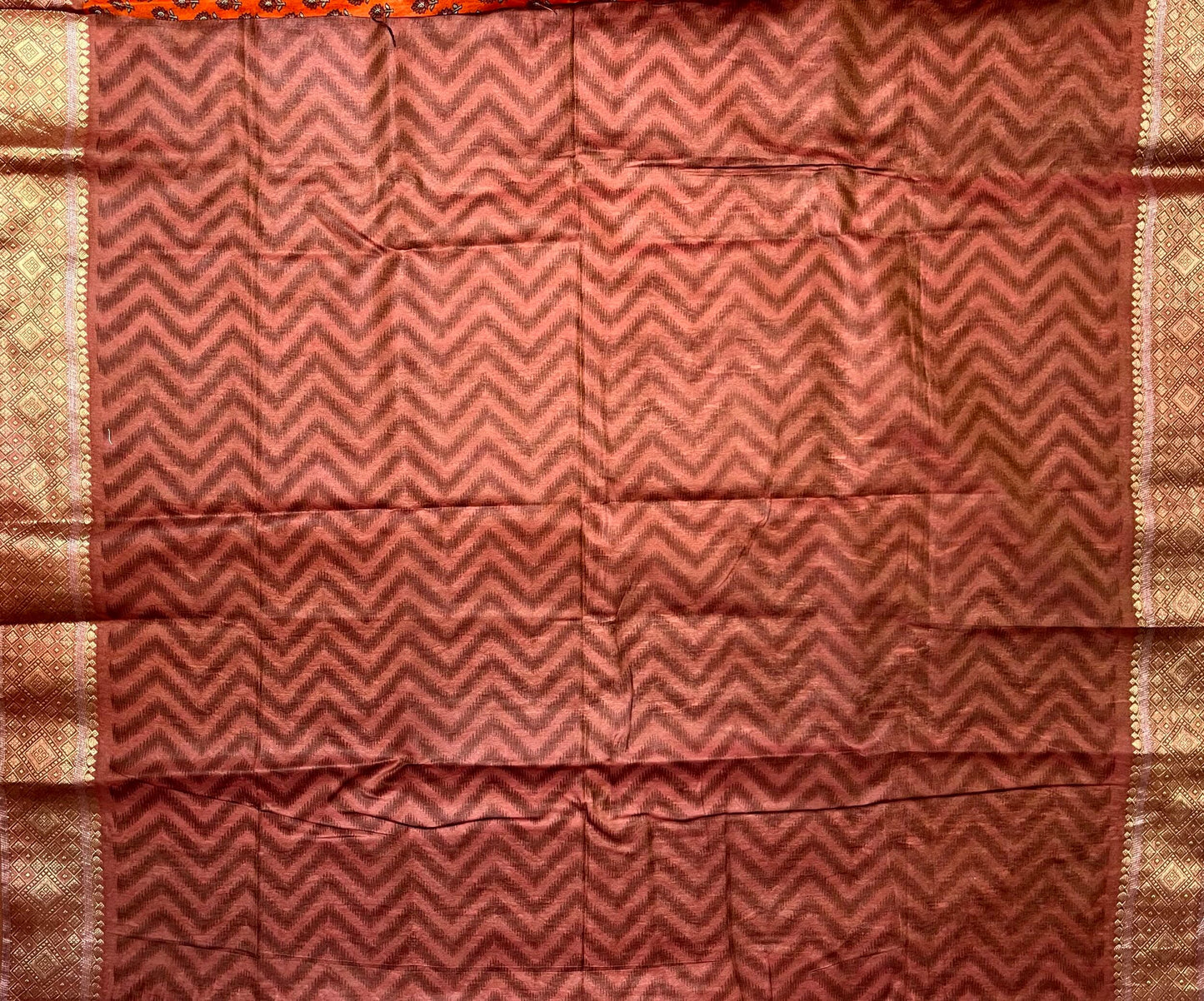 Mustard Viscose Silk Digital Print Zari Border with Body and Pallu Floral Design pr0140ds