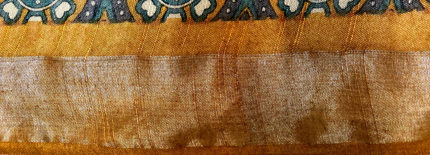 Brown Viscose Silk Digital Print Zari Border with Body and Pallu Floral Design pr0147ds