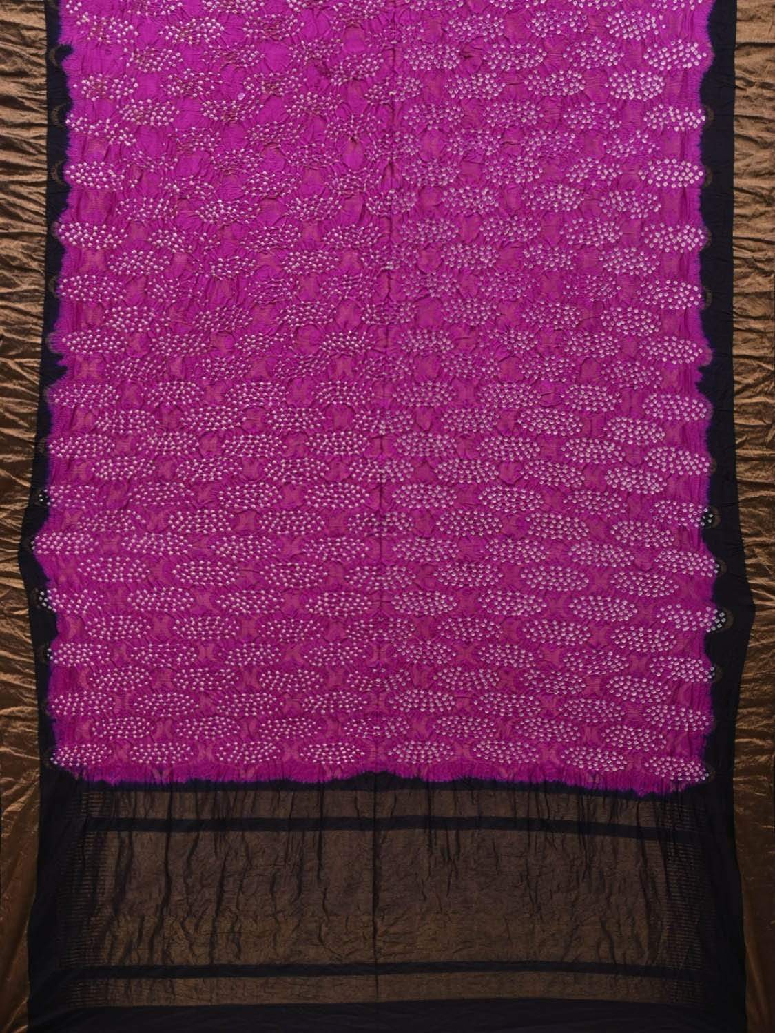 Purple and Black Bandhani Uppada Silk Handloom Saree with Grill Design bn0308