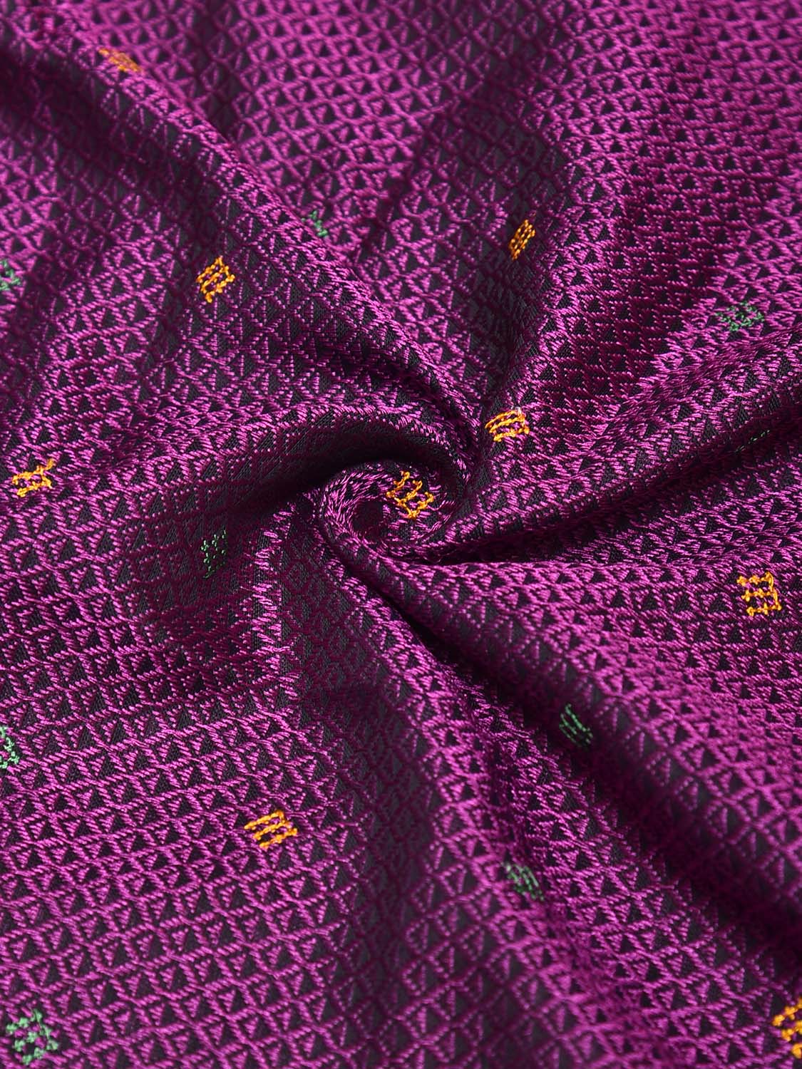 Purple and Dark Red Kasuti Viscose Blouse with Peacock Design Length 1mt Width 44 Inches BL0158