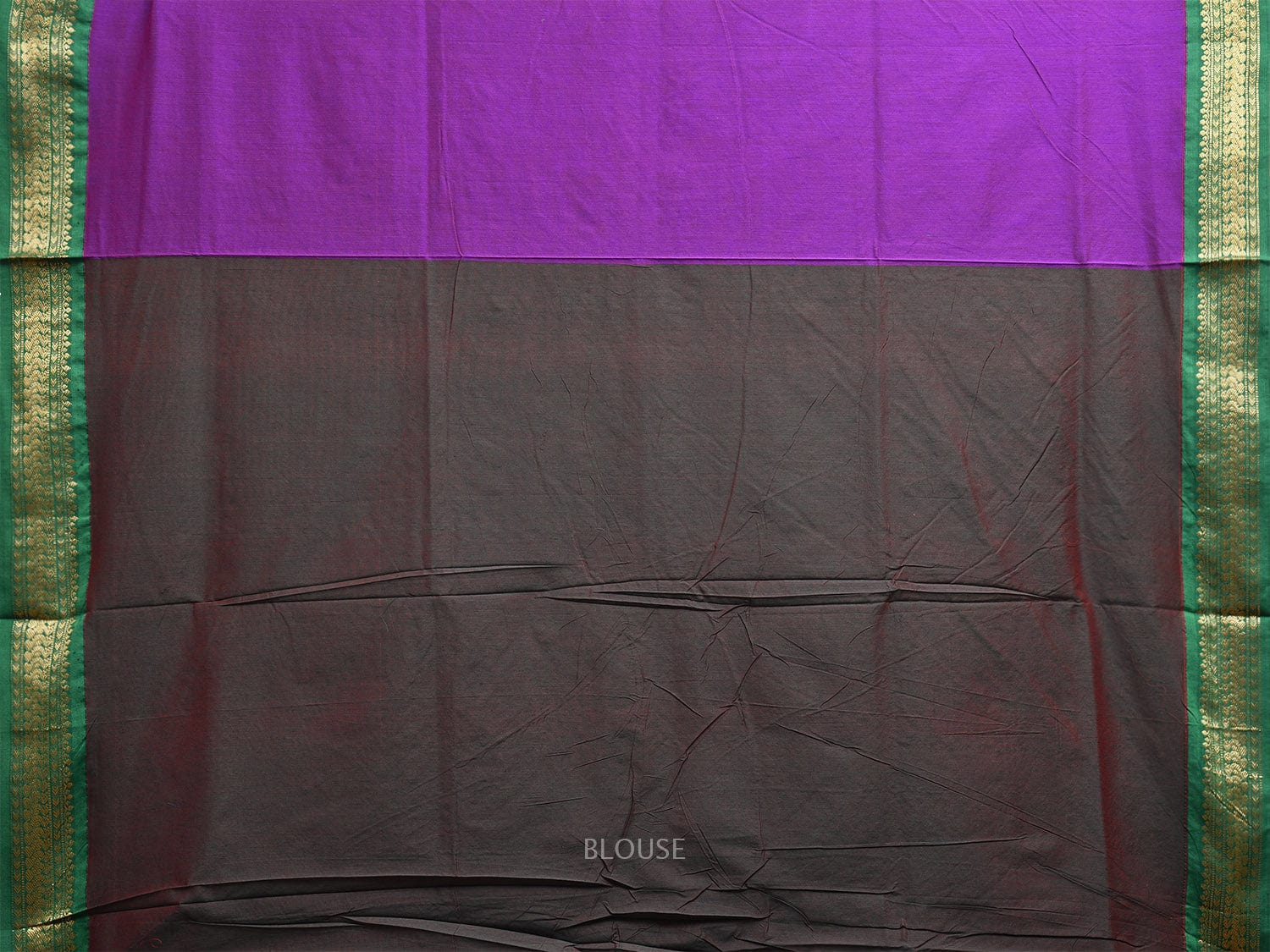 Purple and Green Gadwal Cotton Viscose Saree with Border and Pallu Design g0456