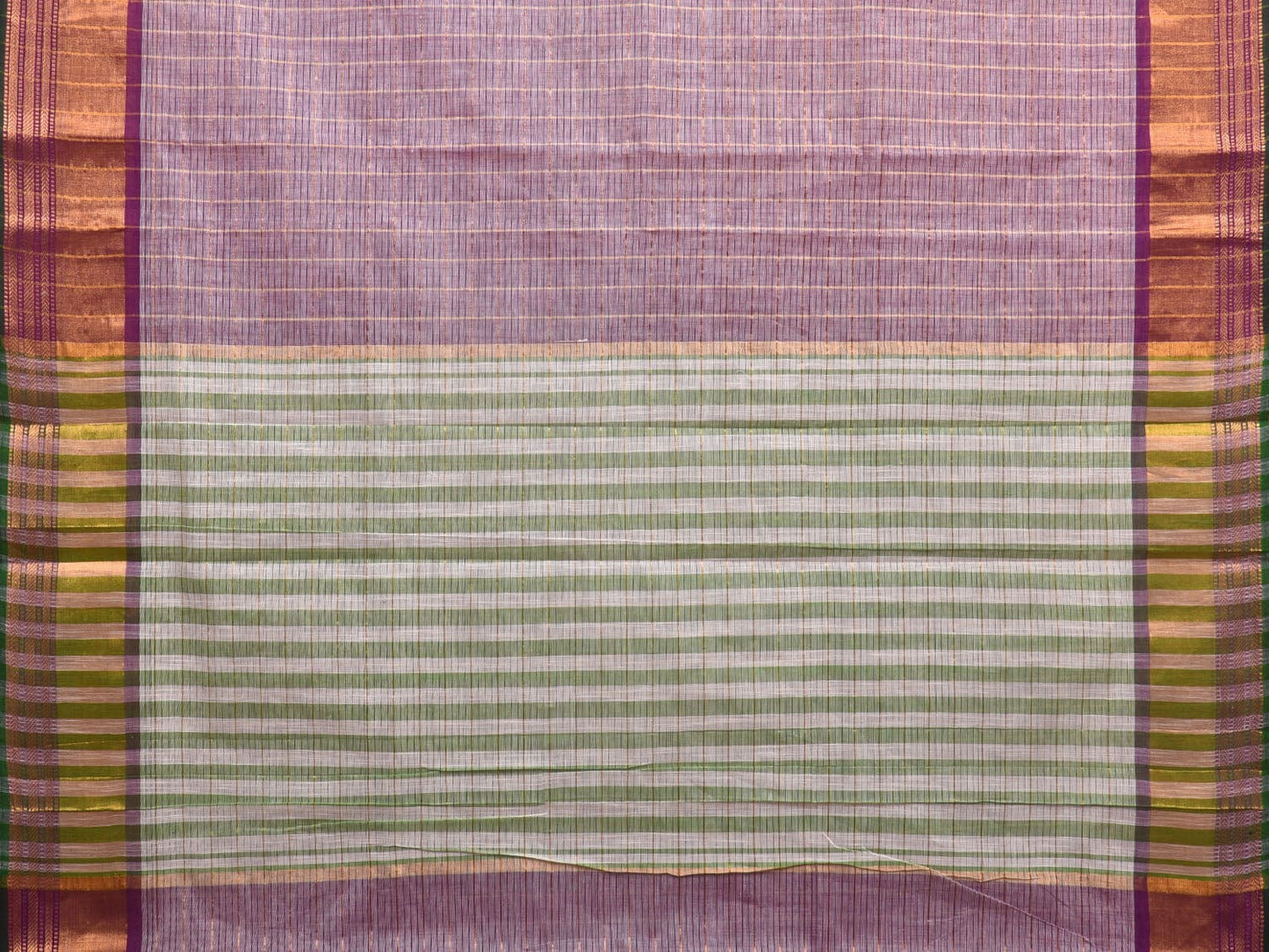 Purple and Green Kanchipuram Cotton Handloom Saree with Checks Design k0555