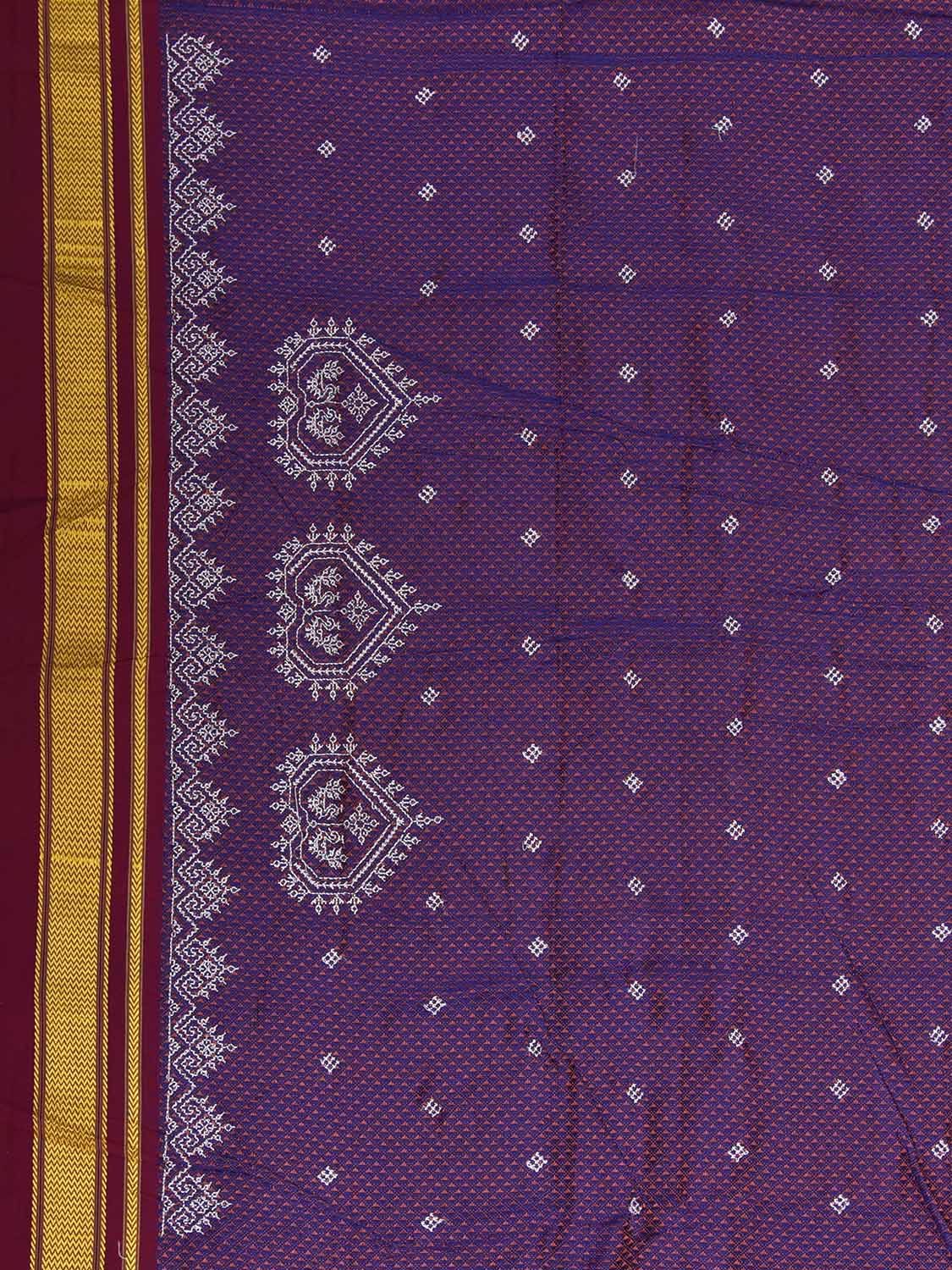 Purple and Maroon Kasuti Viscose Blouse with Peacock Design Length 1mt Width 44 Inches BL0153