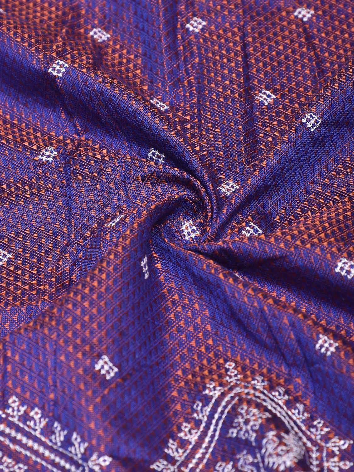 Purple and Maroon Kasuti Viscose Blouse with Peacock Design Length 1mt Width 44 Inches BL0153