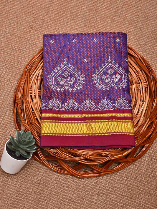 Purple and Maroon Kasuti Viscose Blouse with Peacock Design Length 1mt Width 44 Inches BL0153