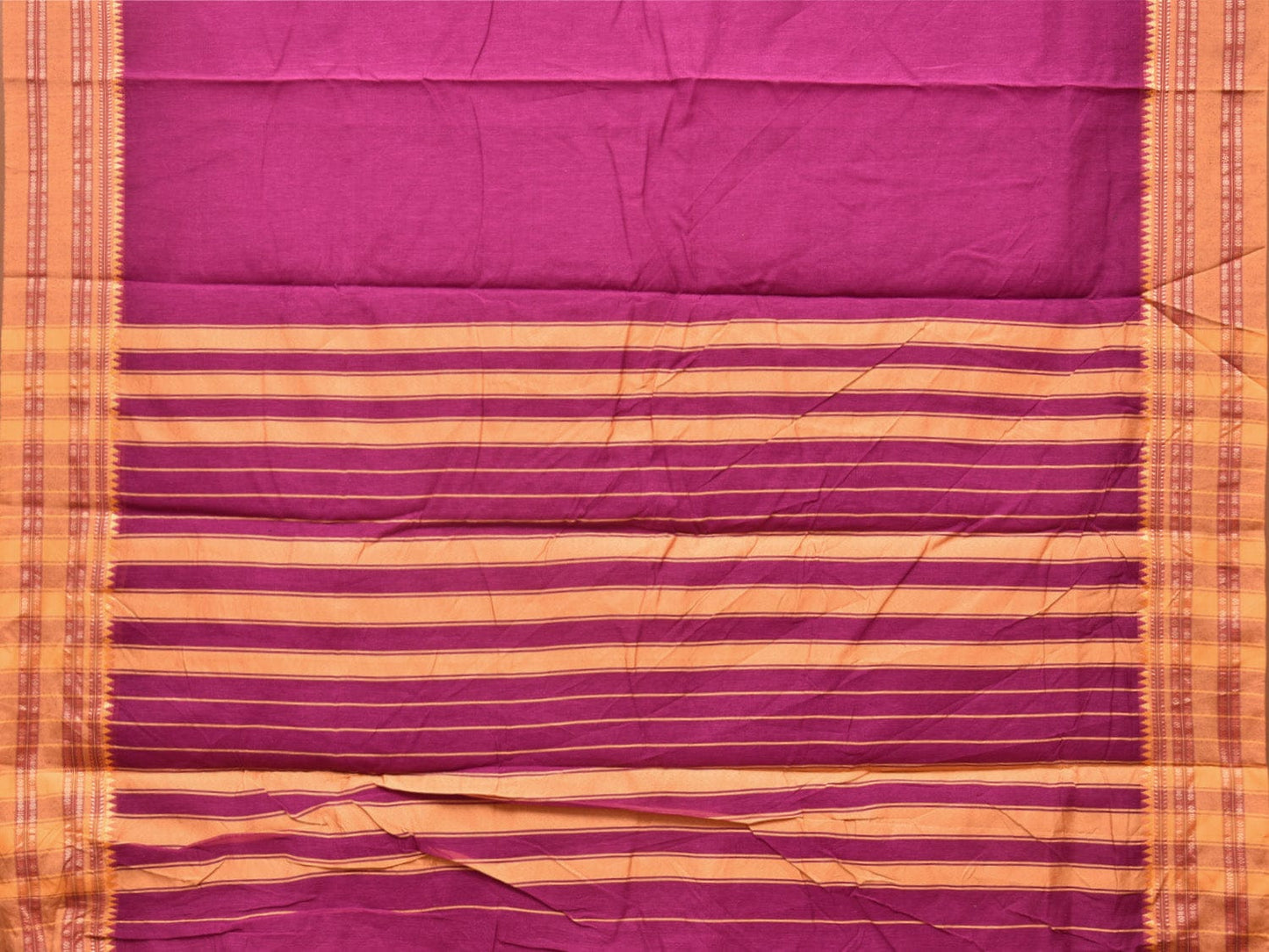 Purple and Mustard Bamboo Cotton Plain Saree with Temple Border Design No Blouse bc0174