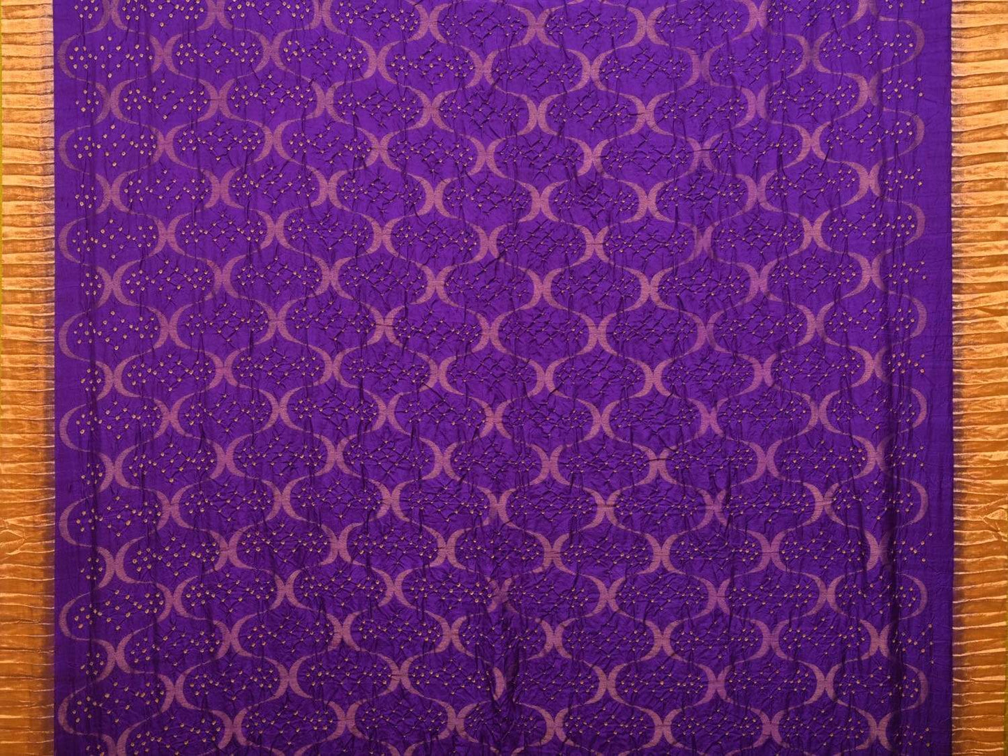 Purple and Mustard Bandhani Uppada Silk Handloom Saree with Grill Design bn0162