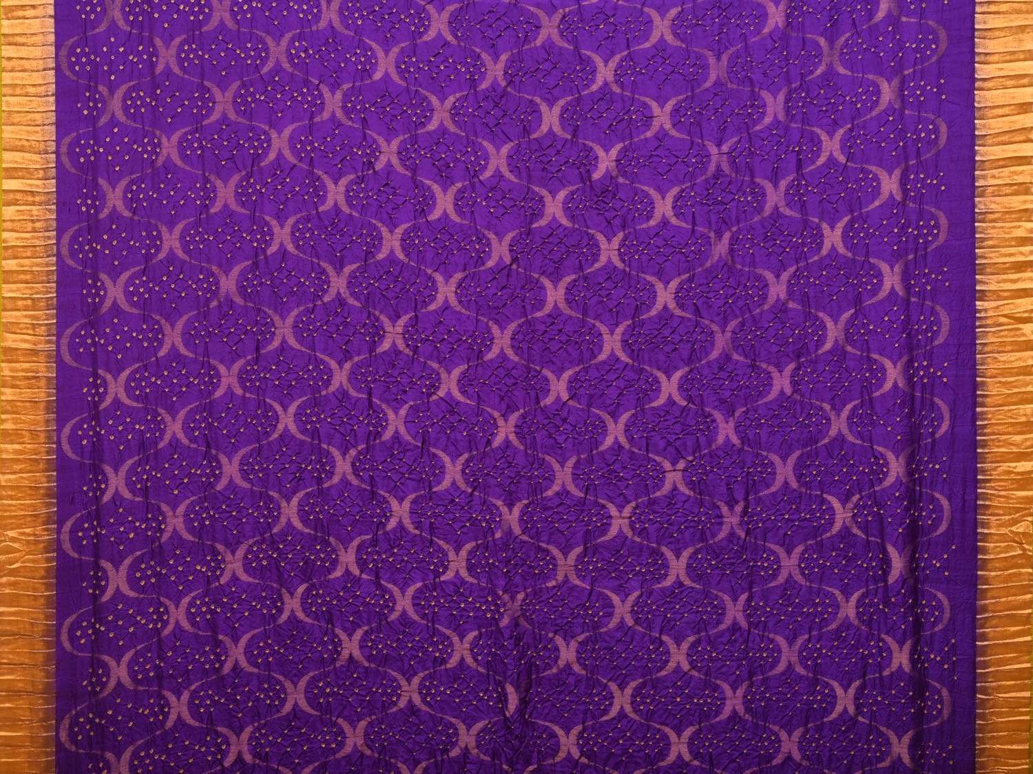 Purple and Mustard Bandhani Uppada Silk Handloom Saree with Grill Design bn0162