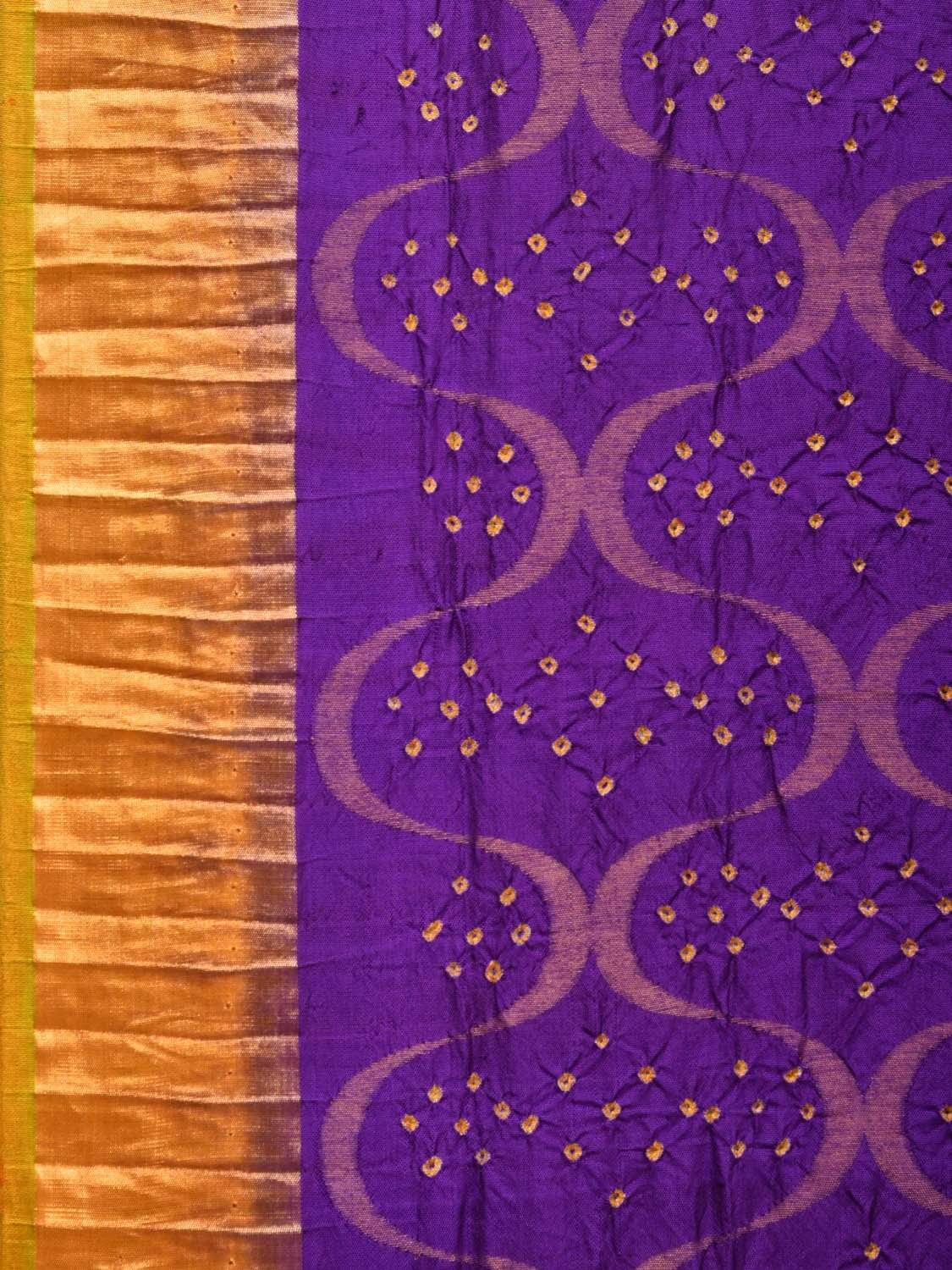 Purple and Mustard Bandhani Uppada Silk Handloom Saree with Grill Design bn0162