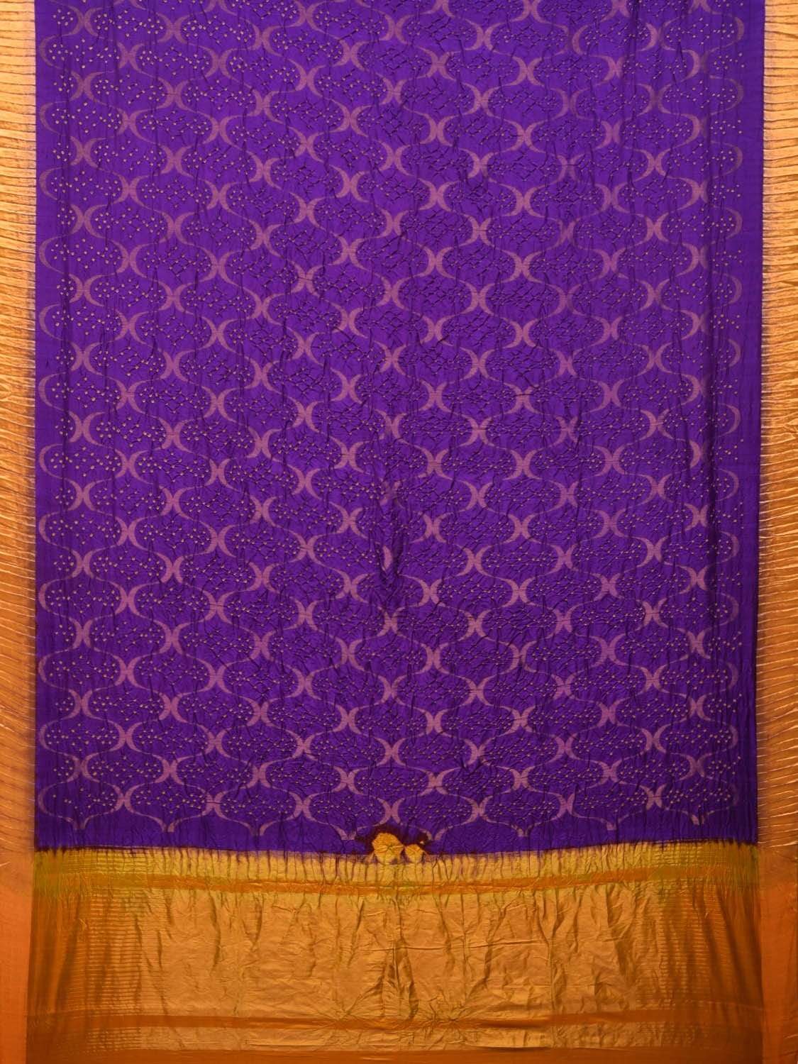 Purple and Mustard Bandhani Uppada Silk Handloom Saree with Grill Design bn0162