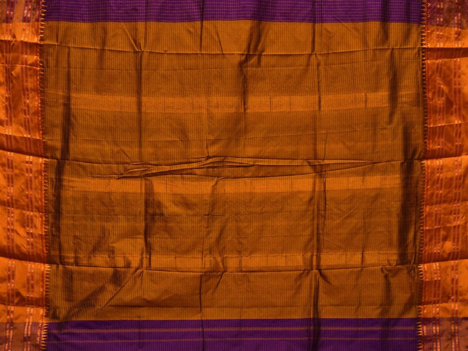 Purple and Mustard Narayanpet Silk Handloom Saree with Checks Design No Blouse np0438