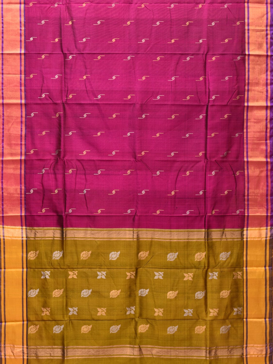Purple and Olive Uppada Silk Handloom Saree with Buta Design u2002