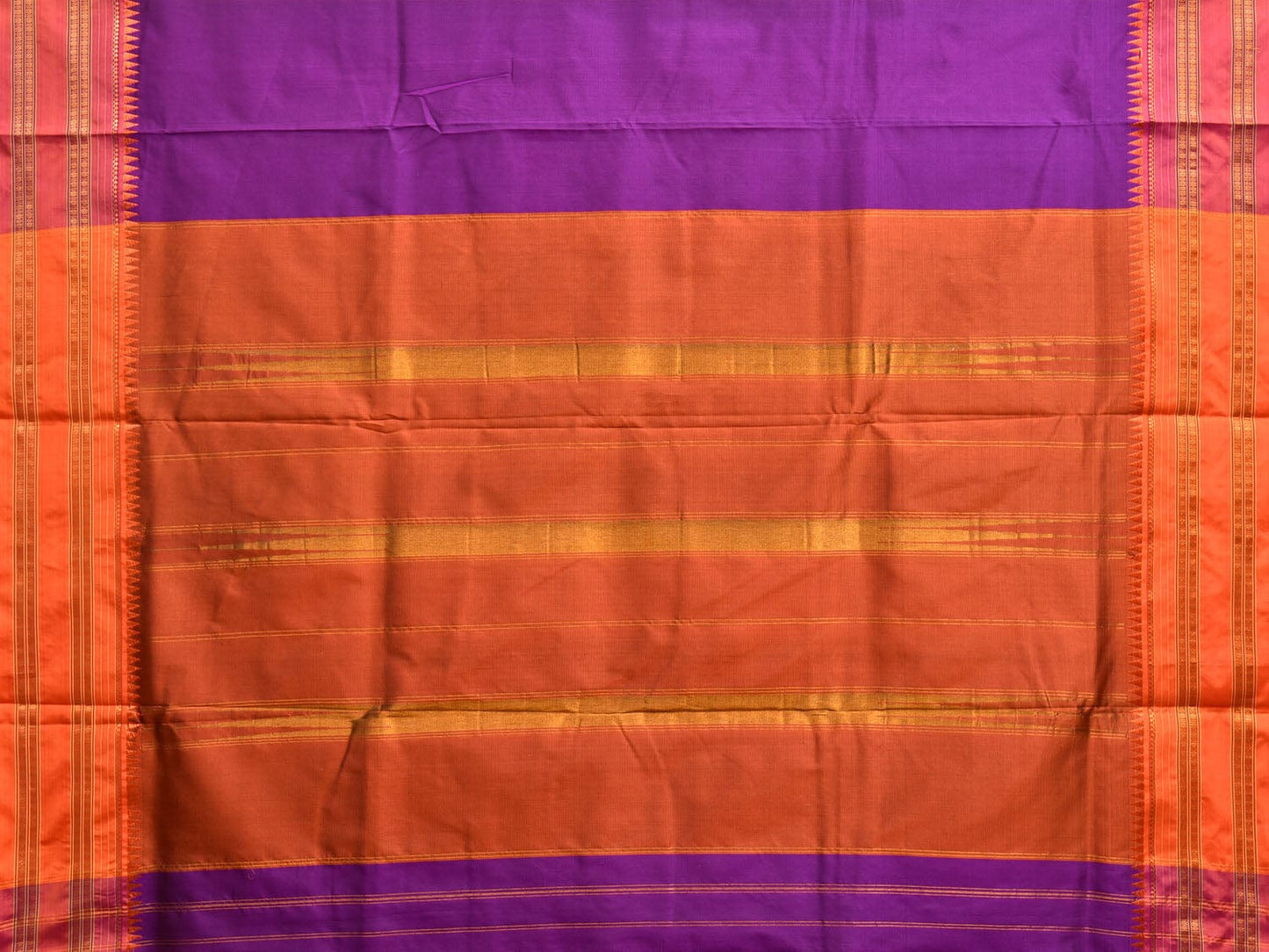 Purple and Orange Narayanpet Silk Handloom Plain Saree with Contrast Pallu Design No Blouse np0833