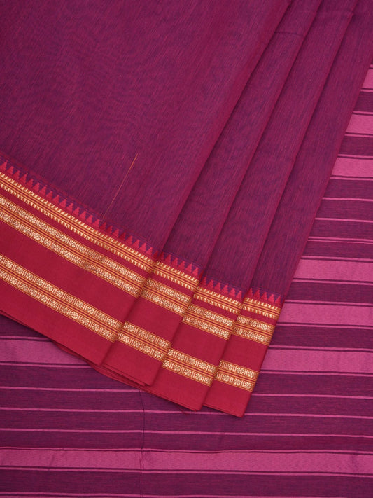 Purple and Pink Bamboo Cotton Plain Saree with Border Design bc0061