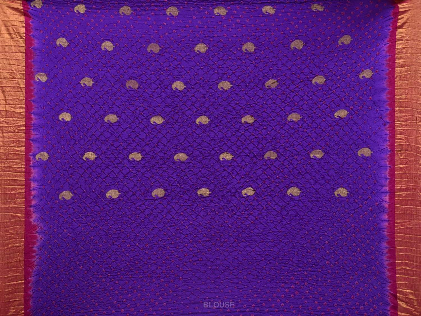 Purple and Pink Bandhani Kanchipuram Silk Handloom Saree with Small Mango Buta Design bn0299