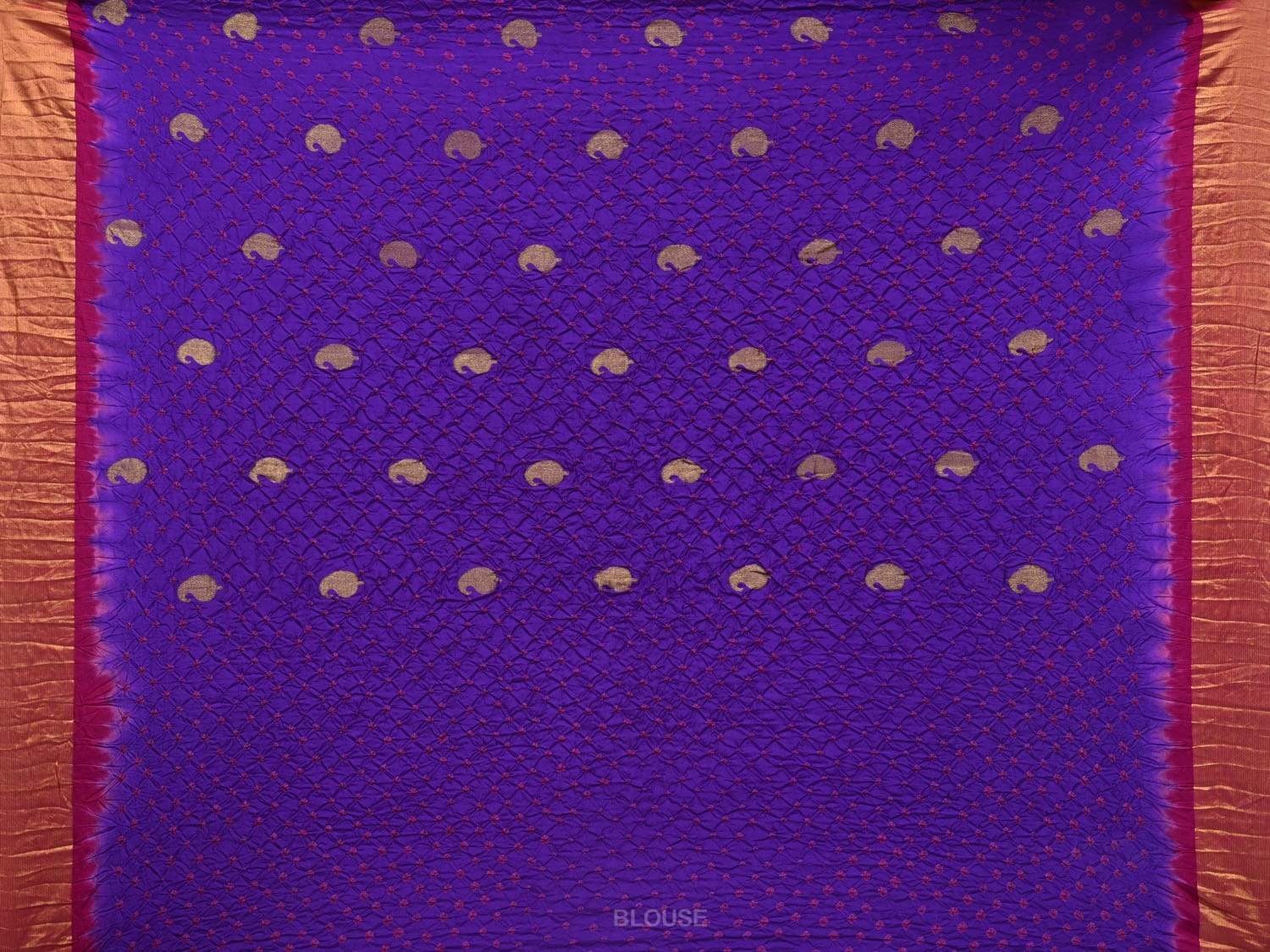 Purple and Pink Bandhani Kanchipuram Silk Handloom Saree with Small Mango Buta Design bn0299