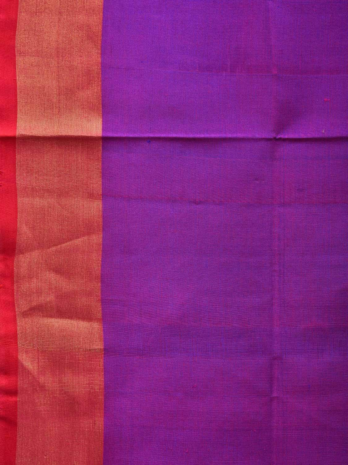 Purple and Pink Uppada Silk Handloom Plain Saree with Contrast Pallu u1791