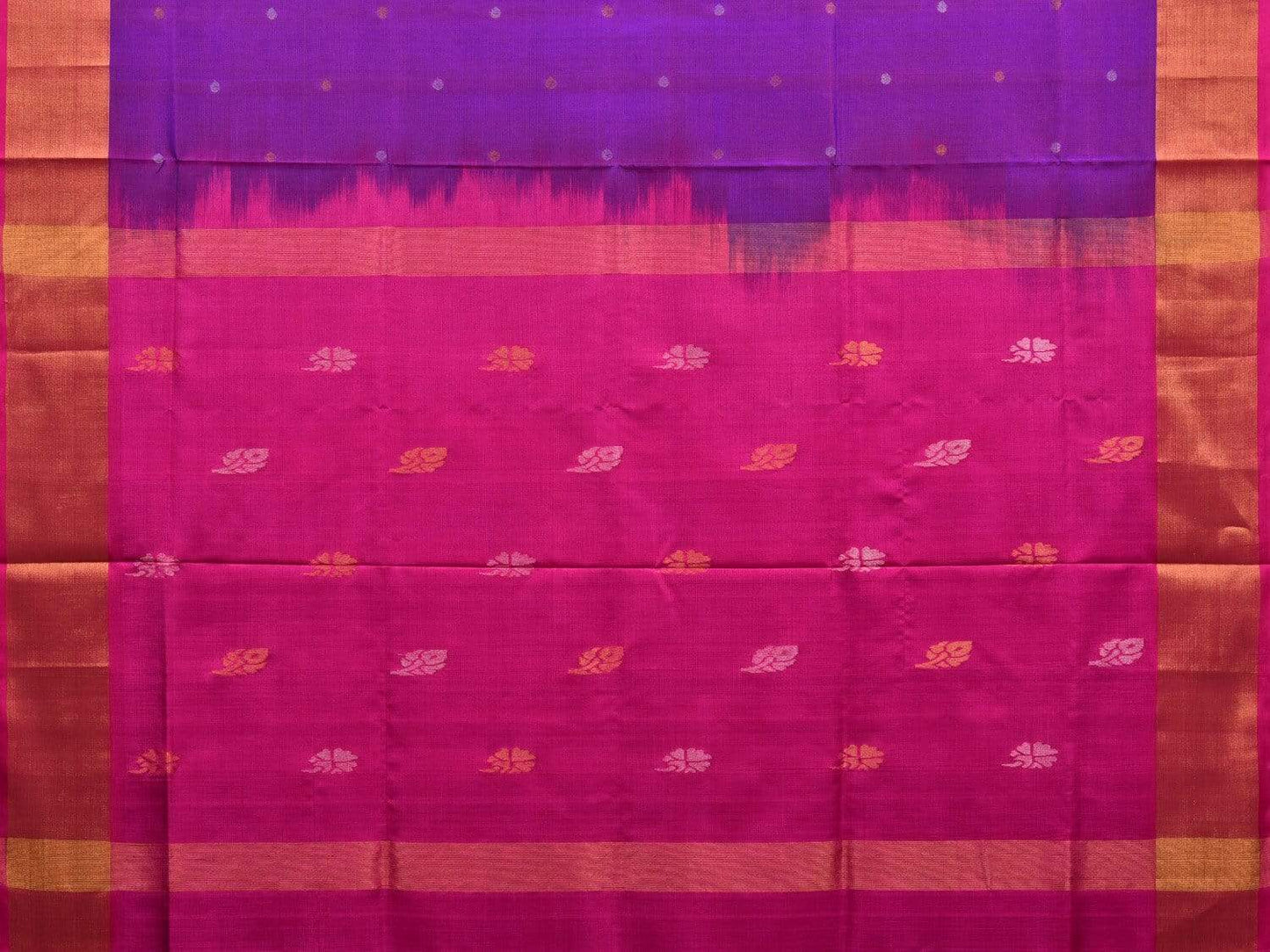 Purple and Pink Uppada Silk Handloom Saree with Buta and Contrast Pallu Design u1807
